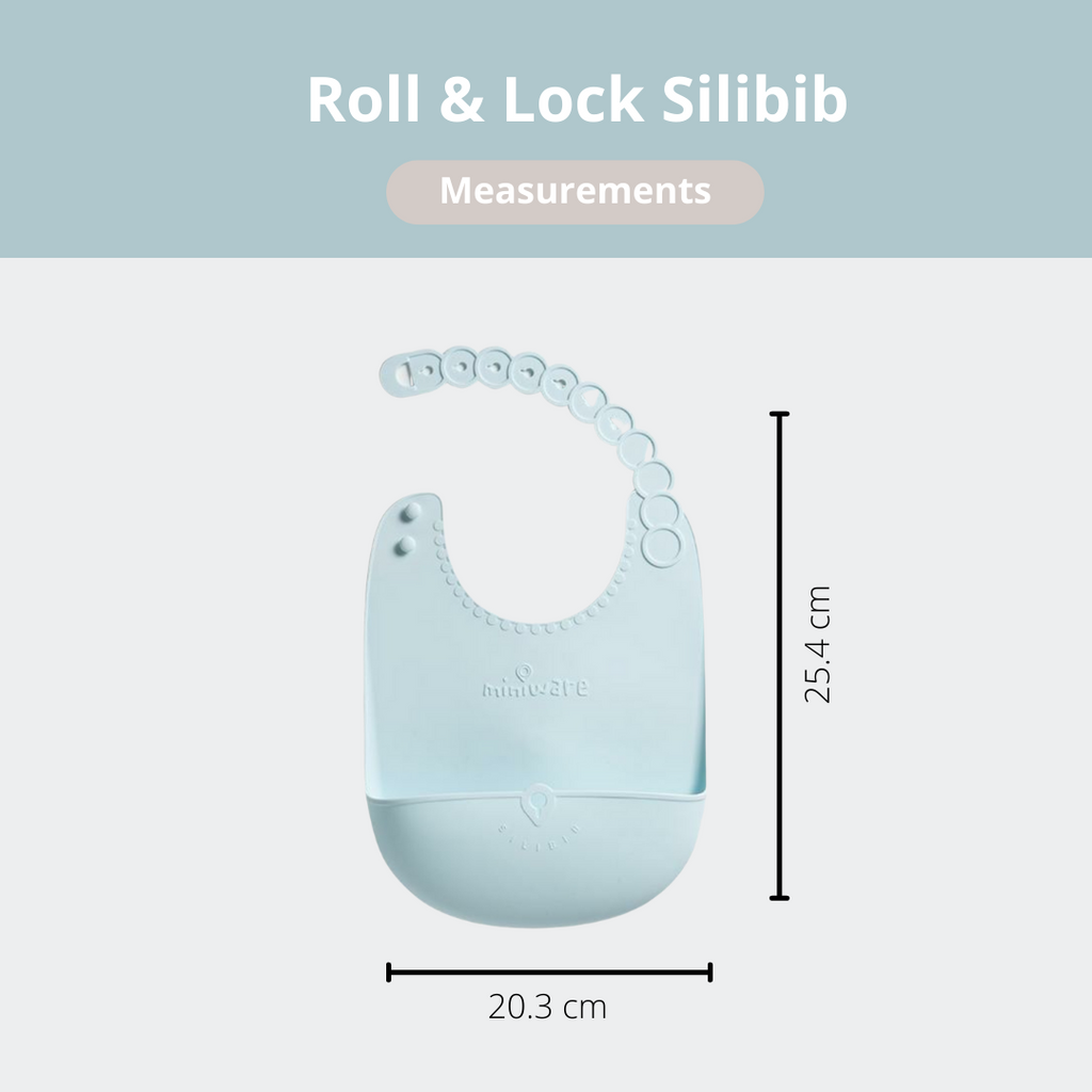 Miniware Roll and Lock Silicone Bib Aqua
