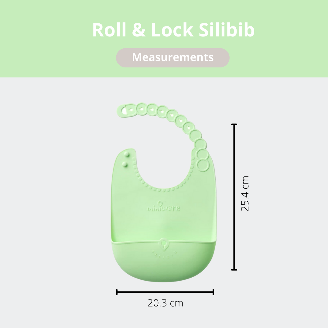 Miniware Roll and Lock Silicone Bib Lime