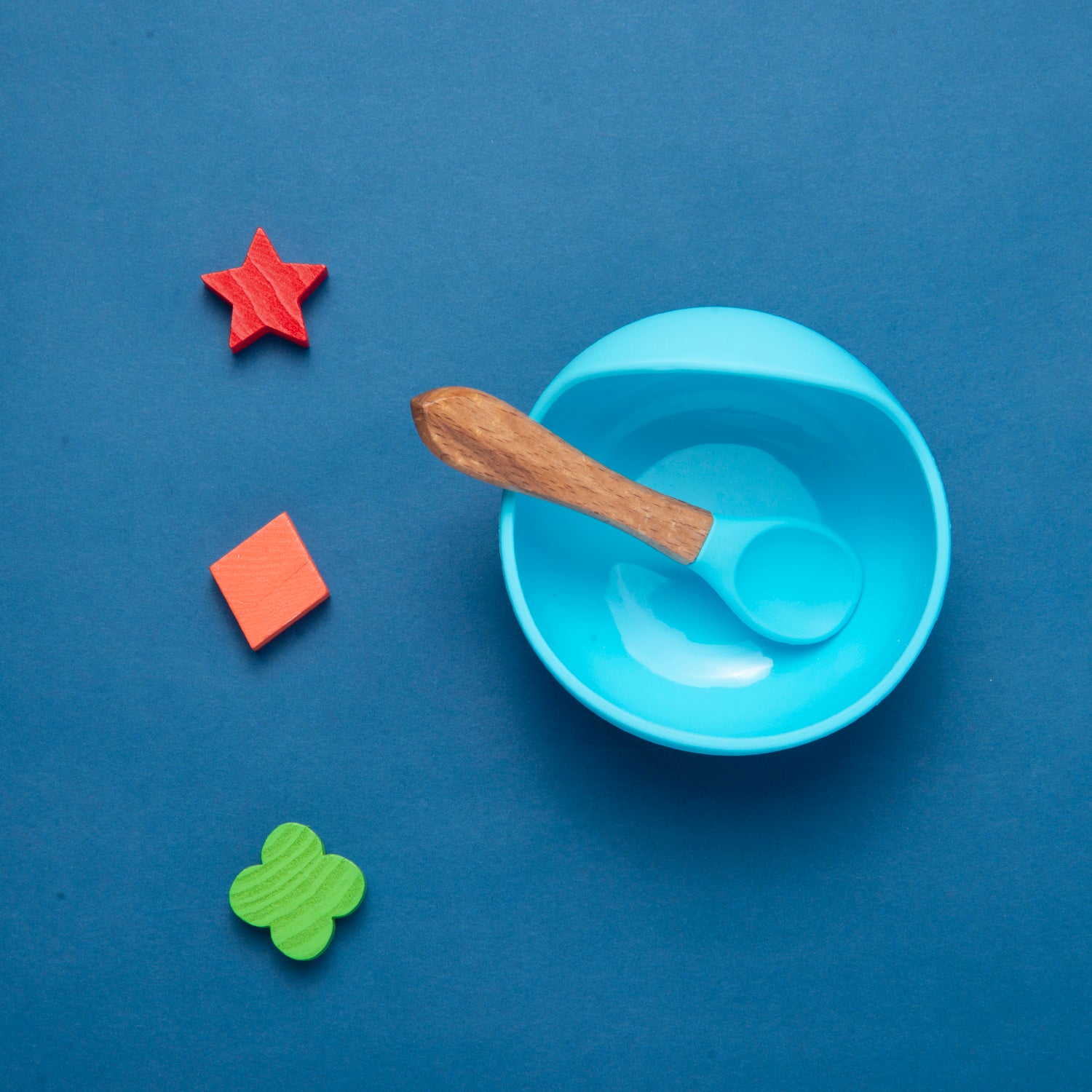 Blue Silicon Bowl And Spoon Set