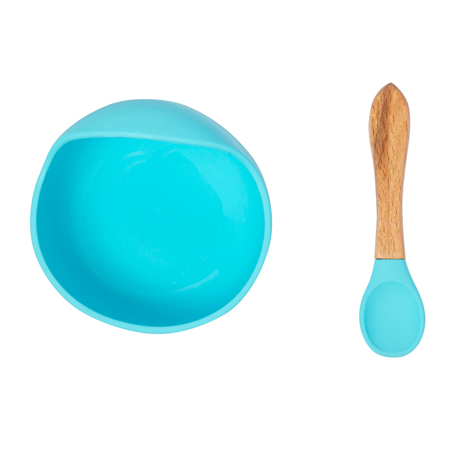 Blue Silicon Bowl And Spoon Set