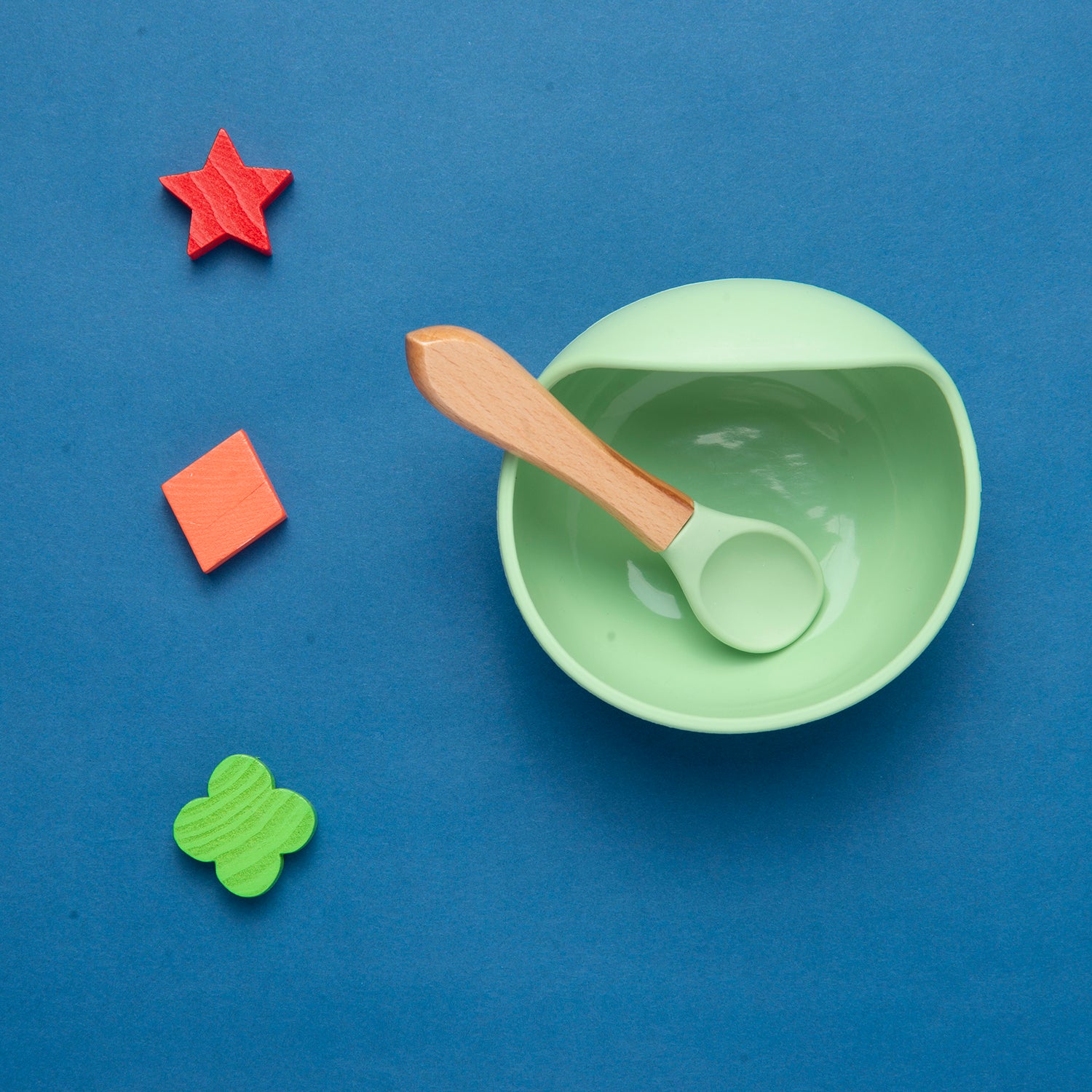 Green Silicon Bowl And Spoon Set