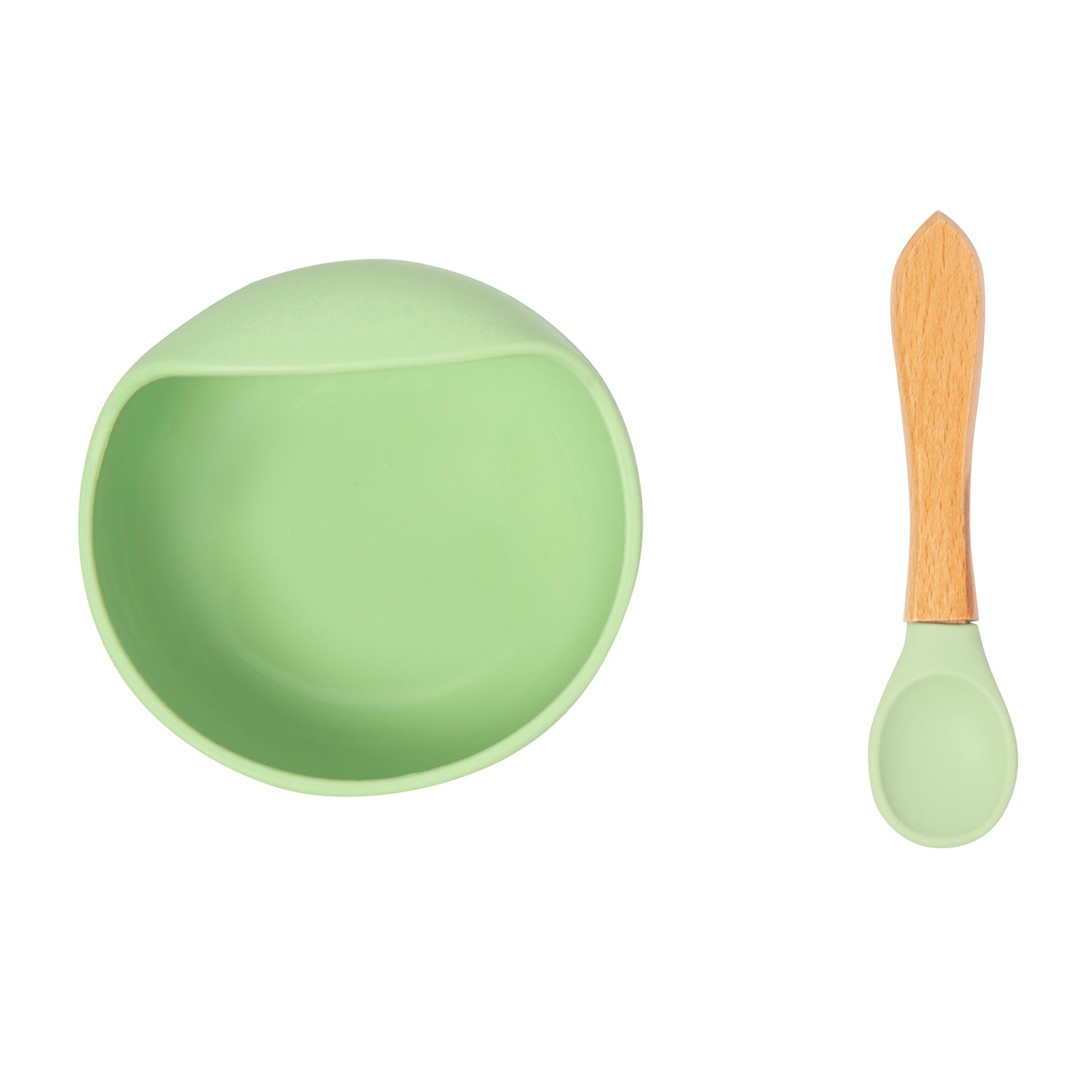 Green Silicon Bowl And Spoon Set