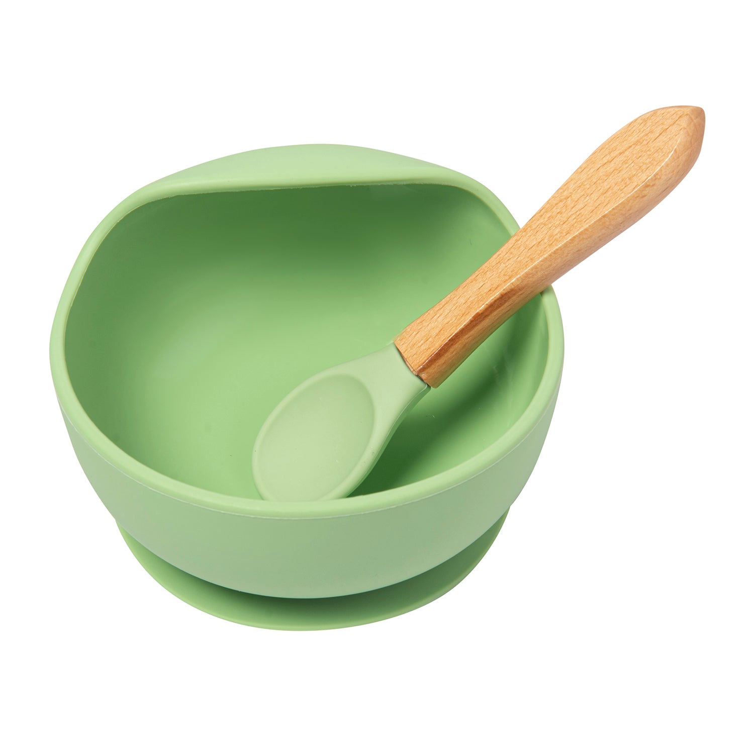 Green Silicon Bowl And Spoon Set