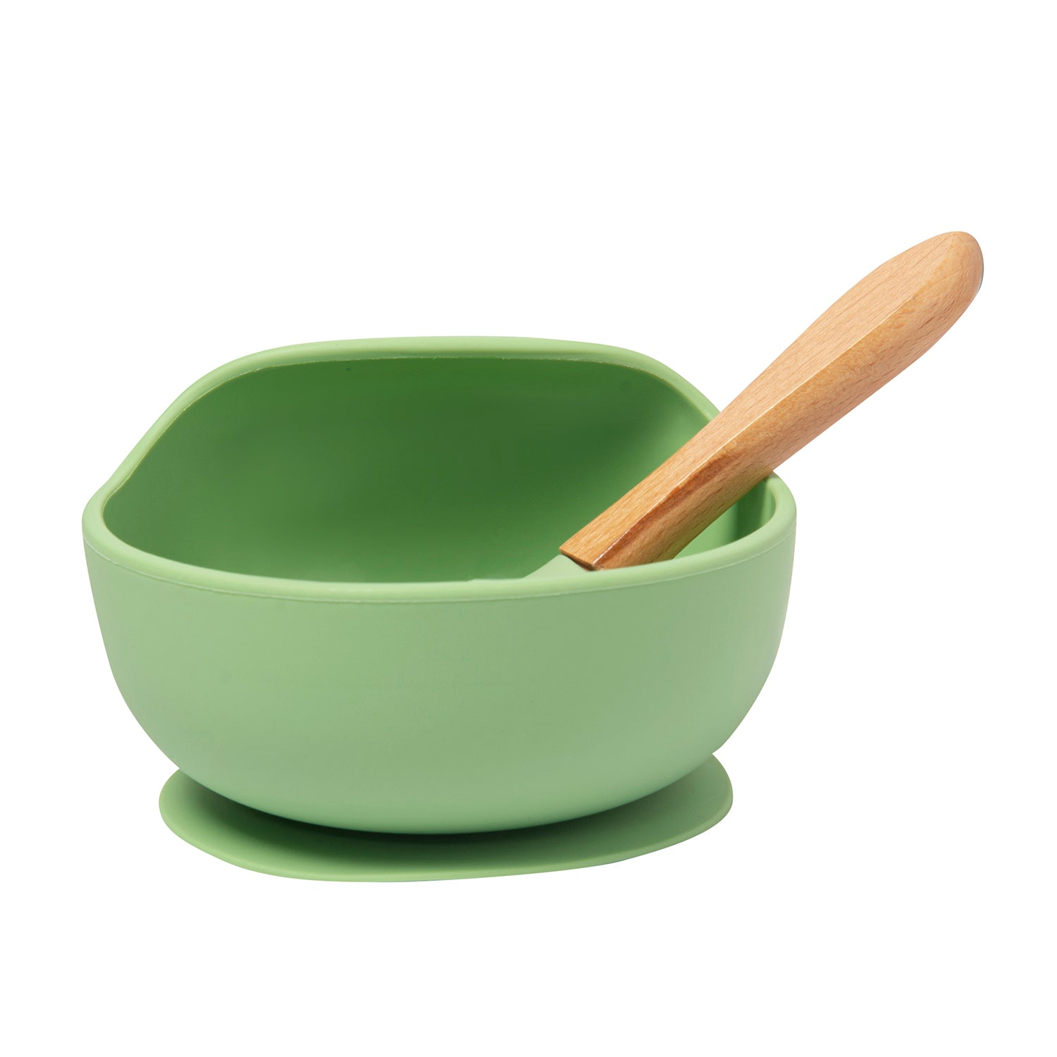 Green Silicon Bowl And Spoon Set