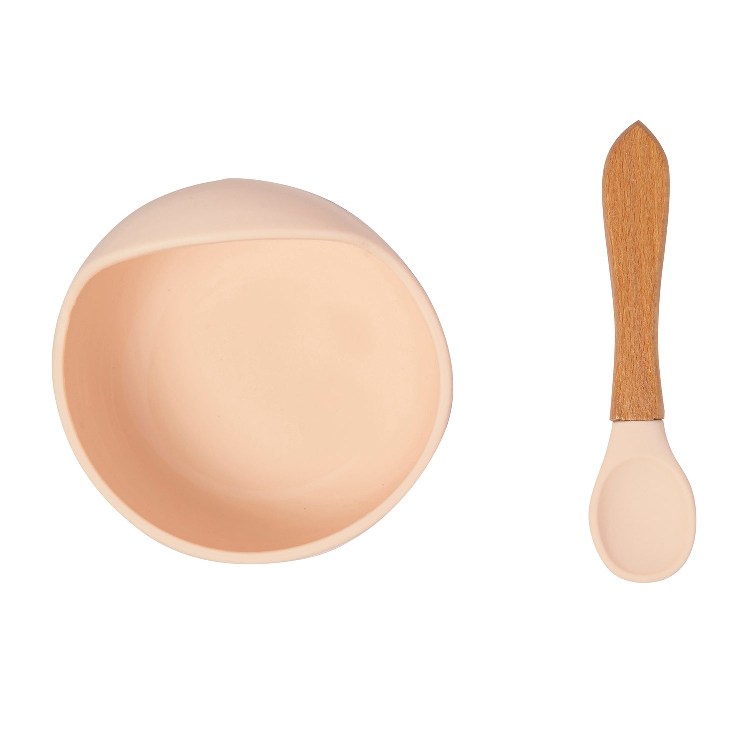 Light Peach Silicon Bowl And Spoon Set