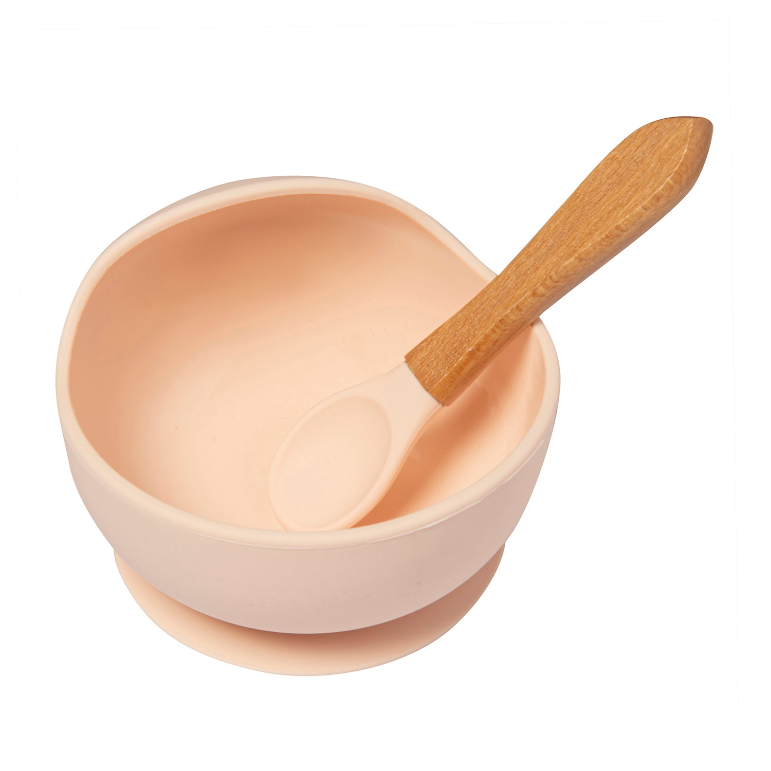 Light Peach Silicon Bowl And Spoon Set