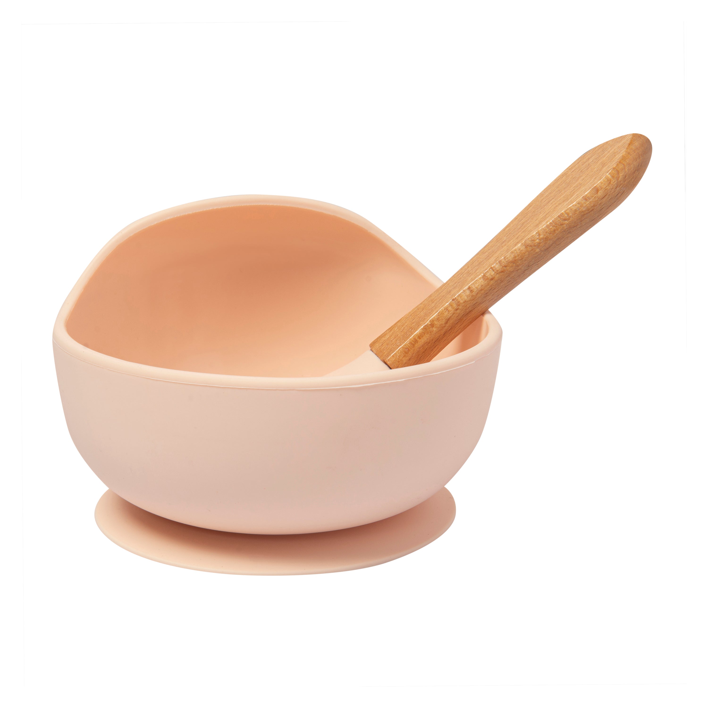 Light Peach Silicon Bowl And Spoon Set