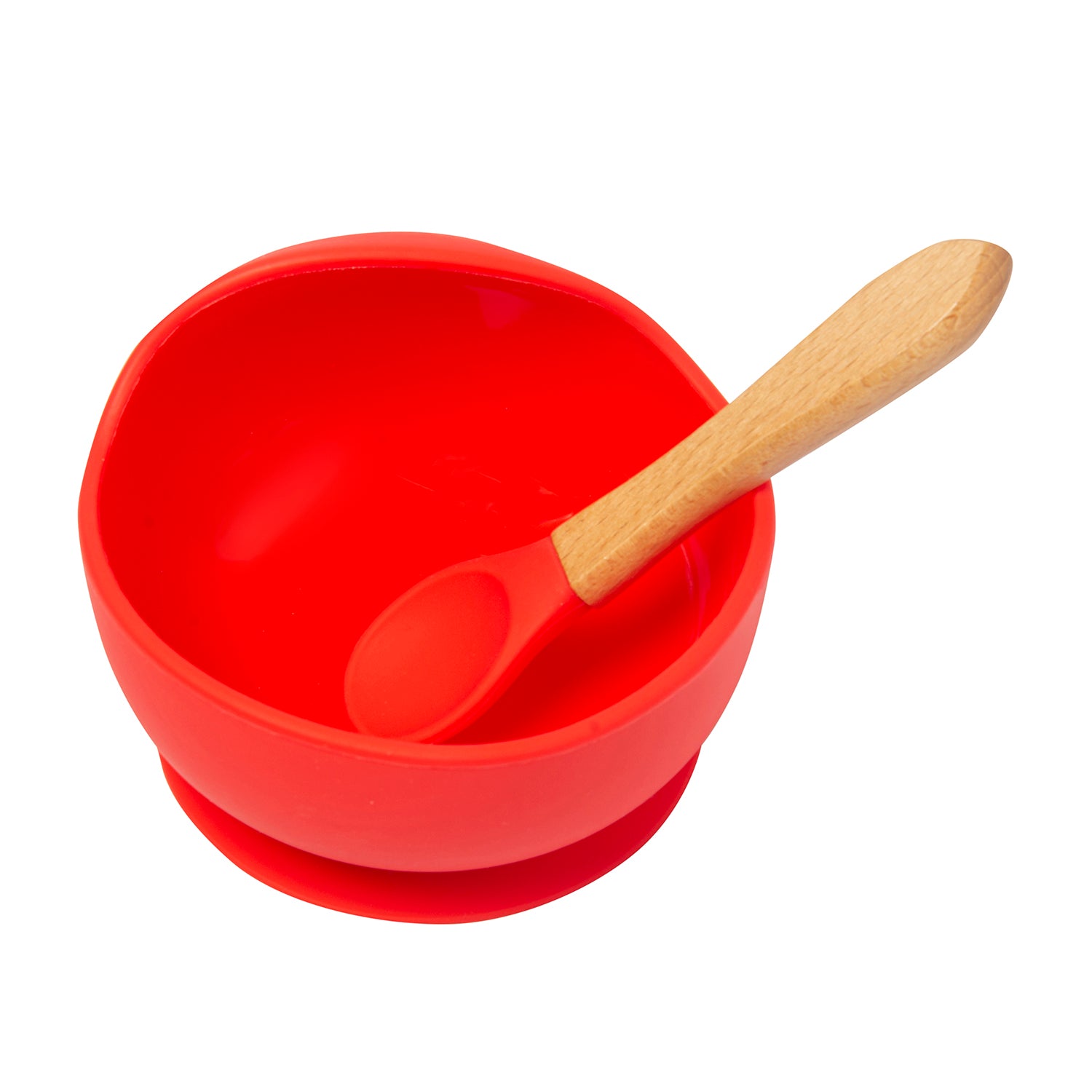 Red Silicon Bowl And Spoon Set