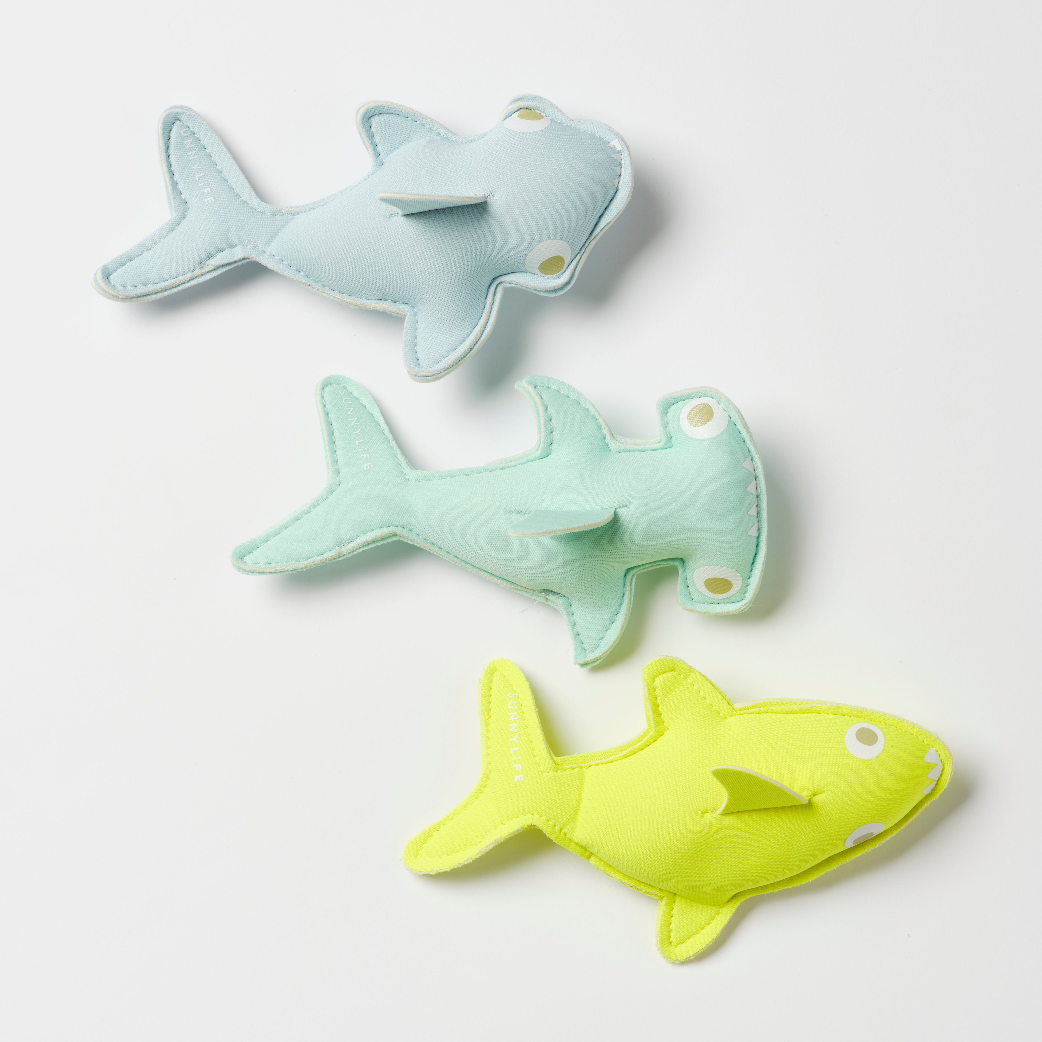 SUNNYLiFE Salty the Shark Dive Buddies Aqua Neon Yellow Set of 3