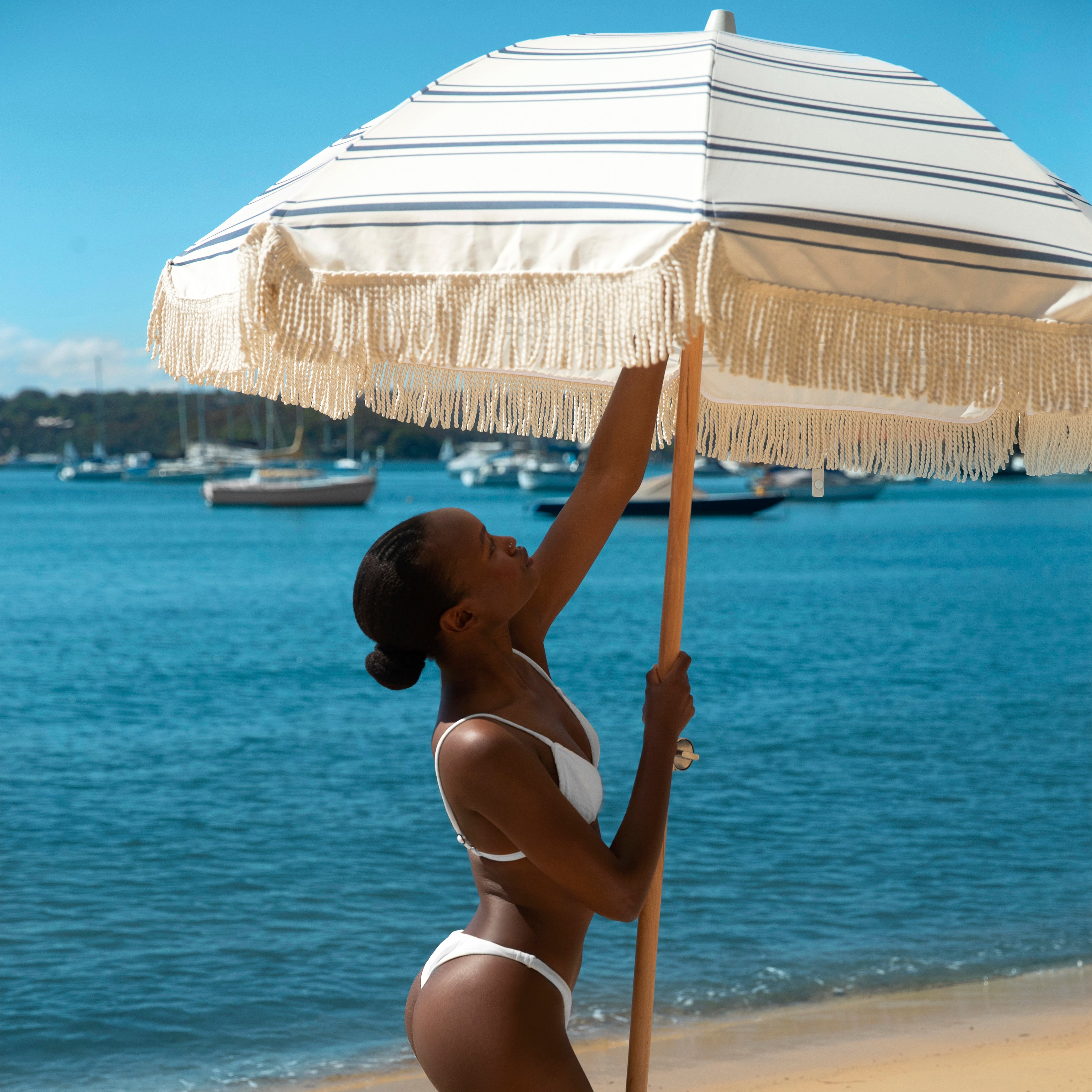 The Resort Luxe Beach Umbrella Coastal Blue