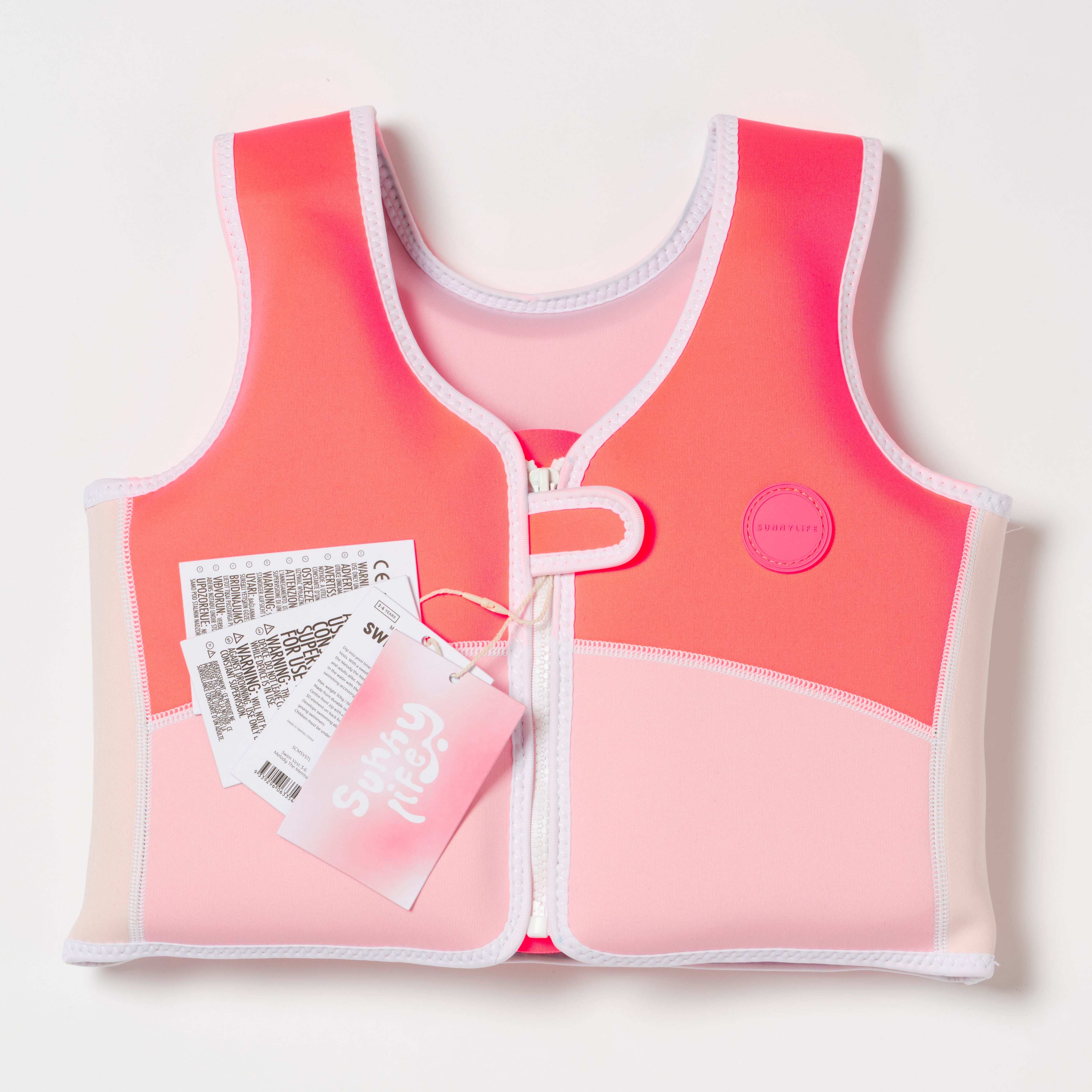 SUNNYLiFE Melody the Mermaid Swim Vest  Neon Strawberry