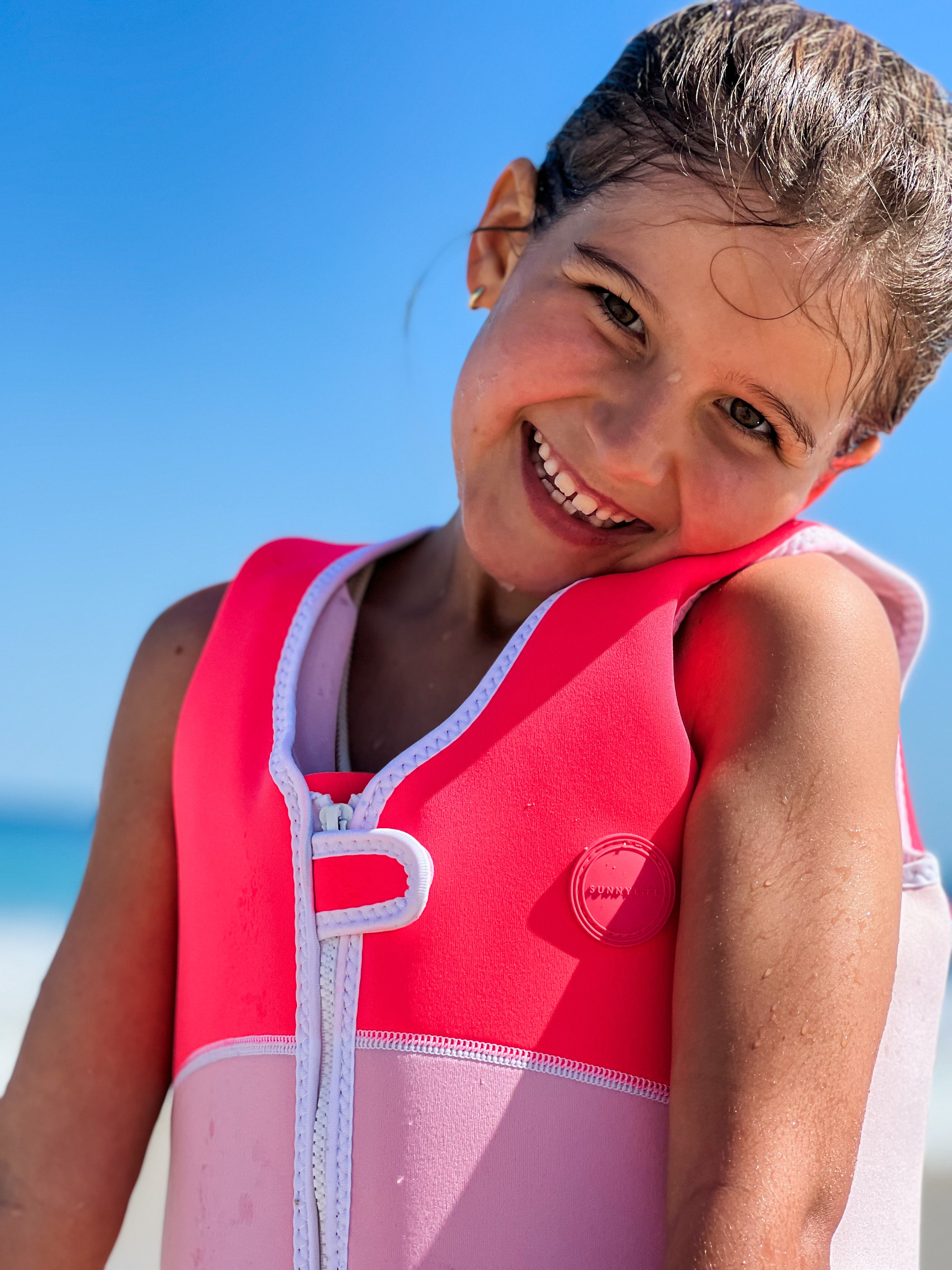 SUNNYLiFE Melody the Mermaid Swim Vest  Neon Strawberry