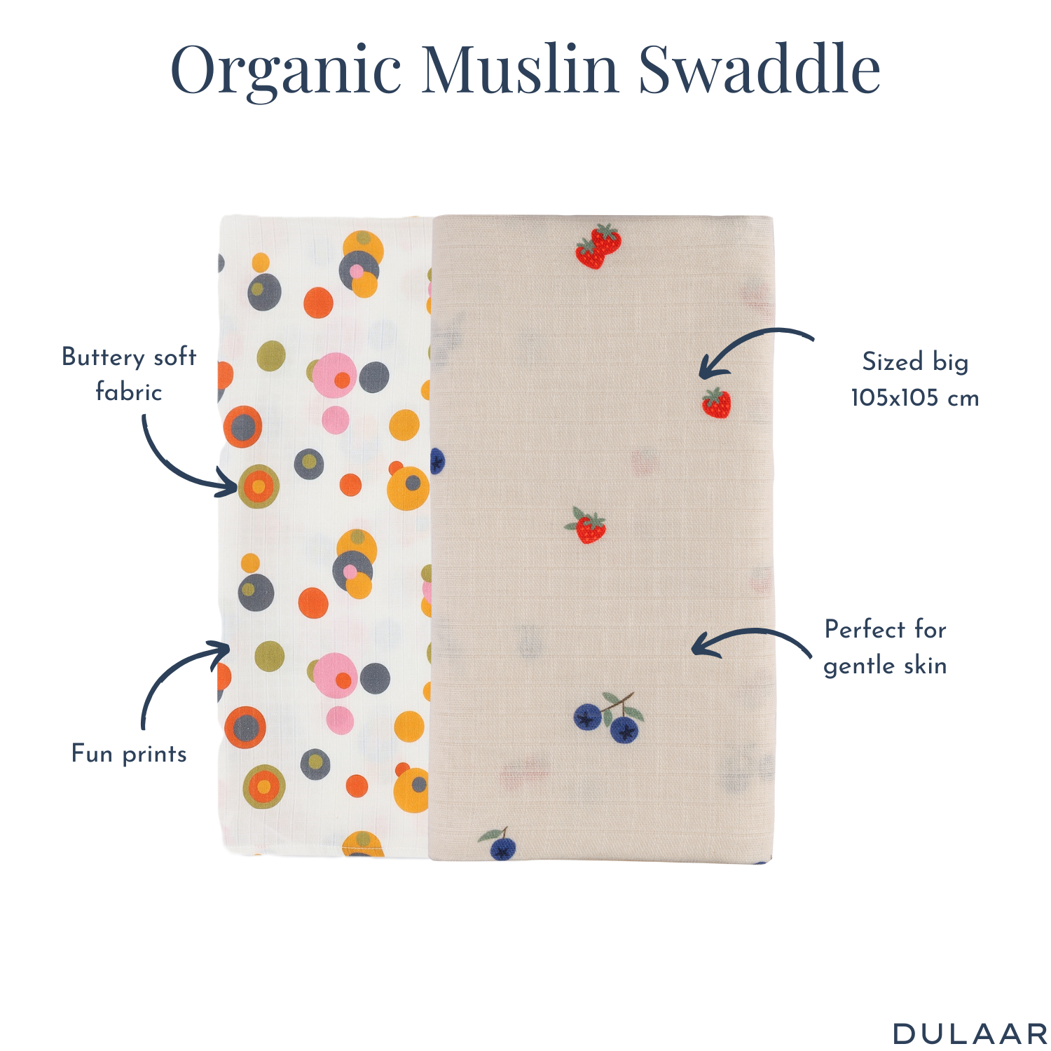Organic Muslin Swaddle for Newborns-Set Of 2
