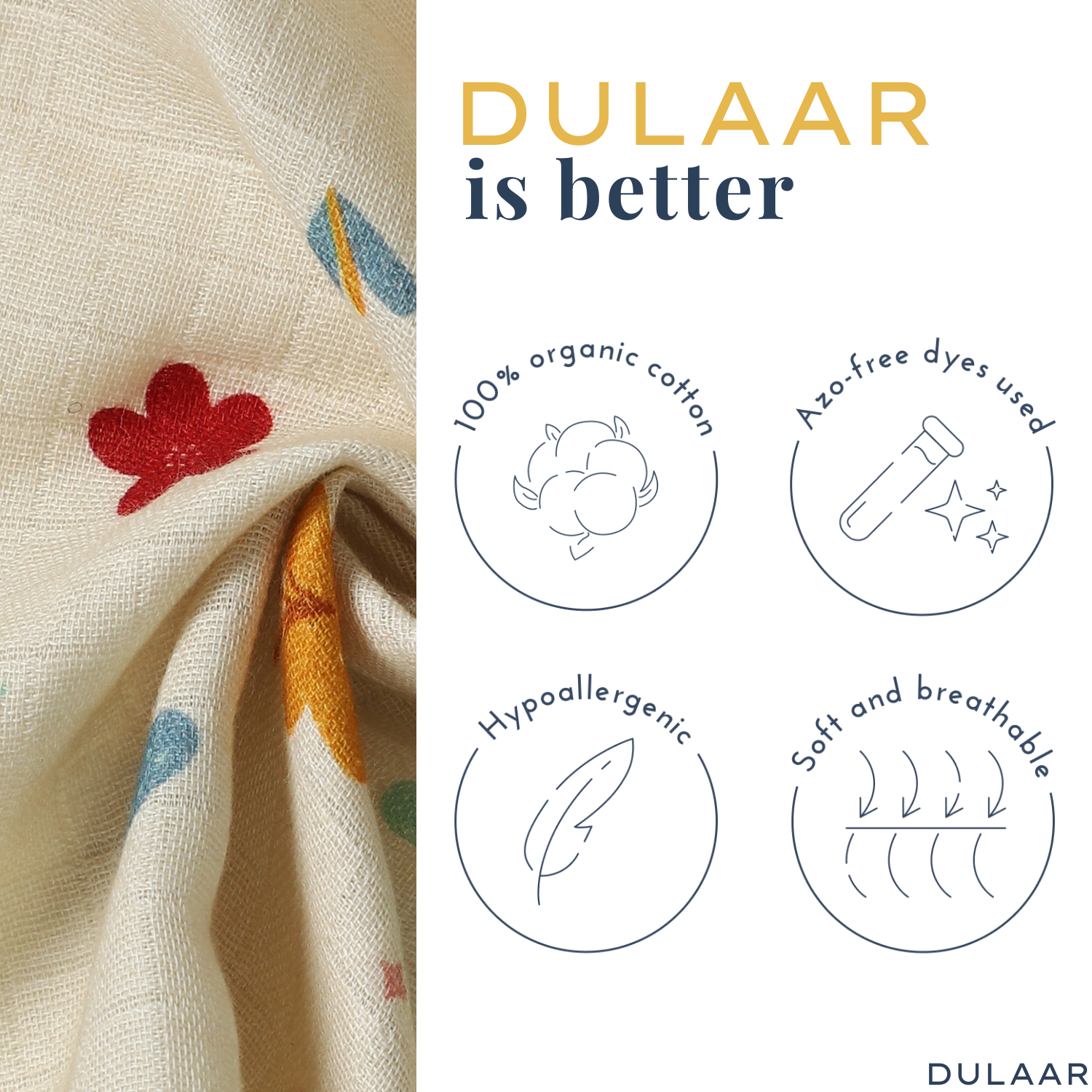 Organic Muslin Swaddle for Newborns-Set Of 4