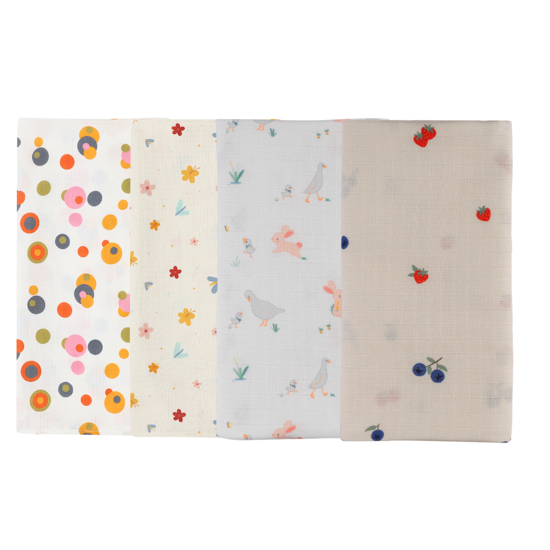 Organic Muslin Swaddle for Newborns-Set Of 4