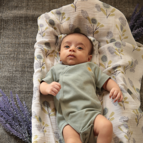 Dulaar Organic Muslin Swaddle (Set of 3) - Green Zen + The Sparrow and Flower + Just Lion Around