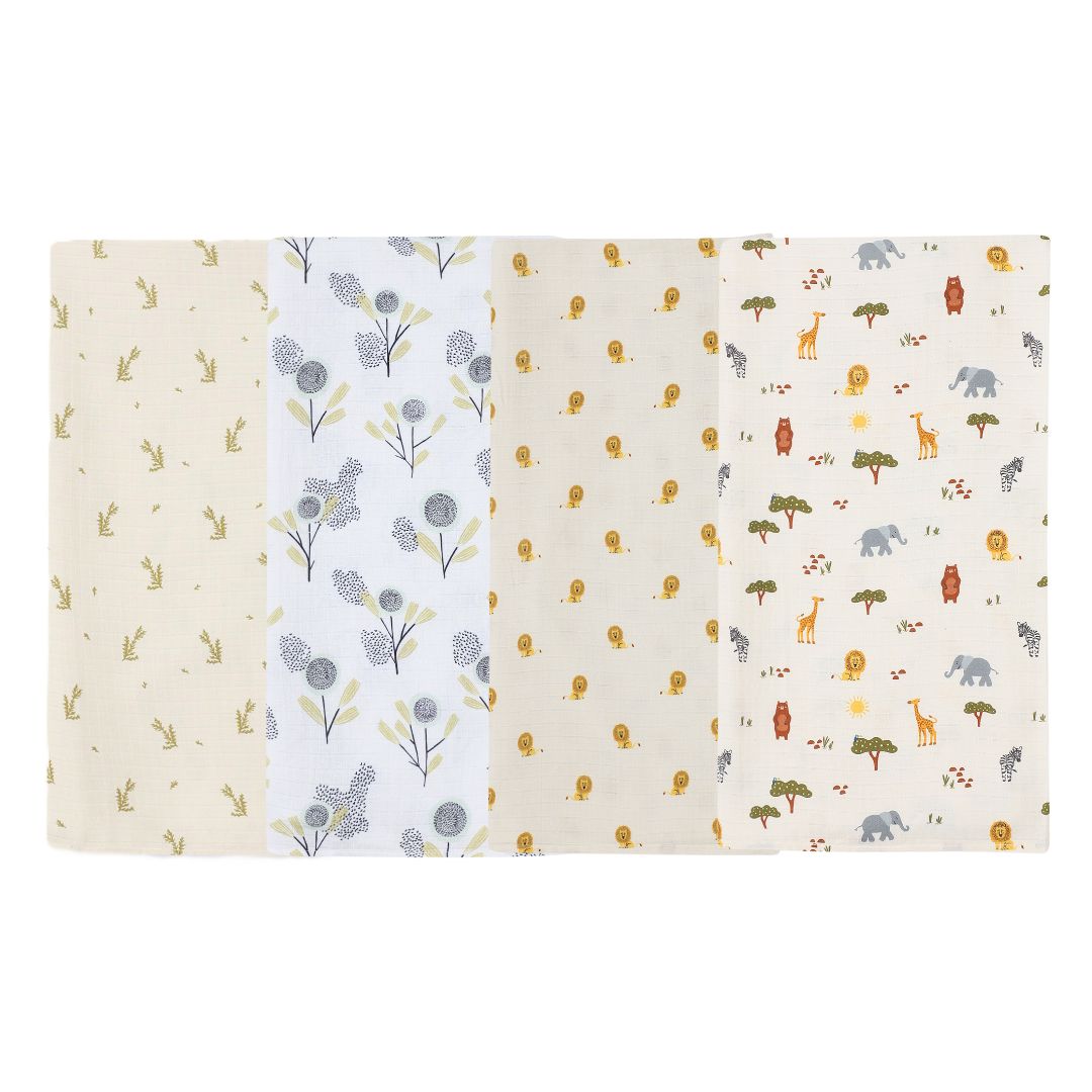 Organic Muslin Swaddle for Newborns-Set Of 4