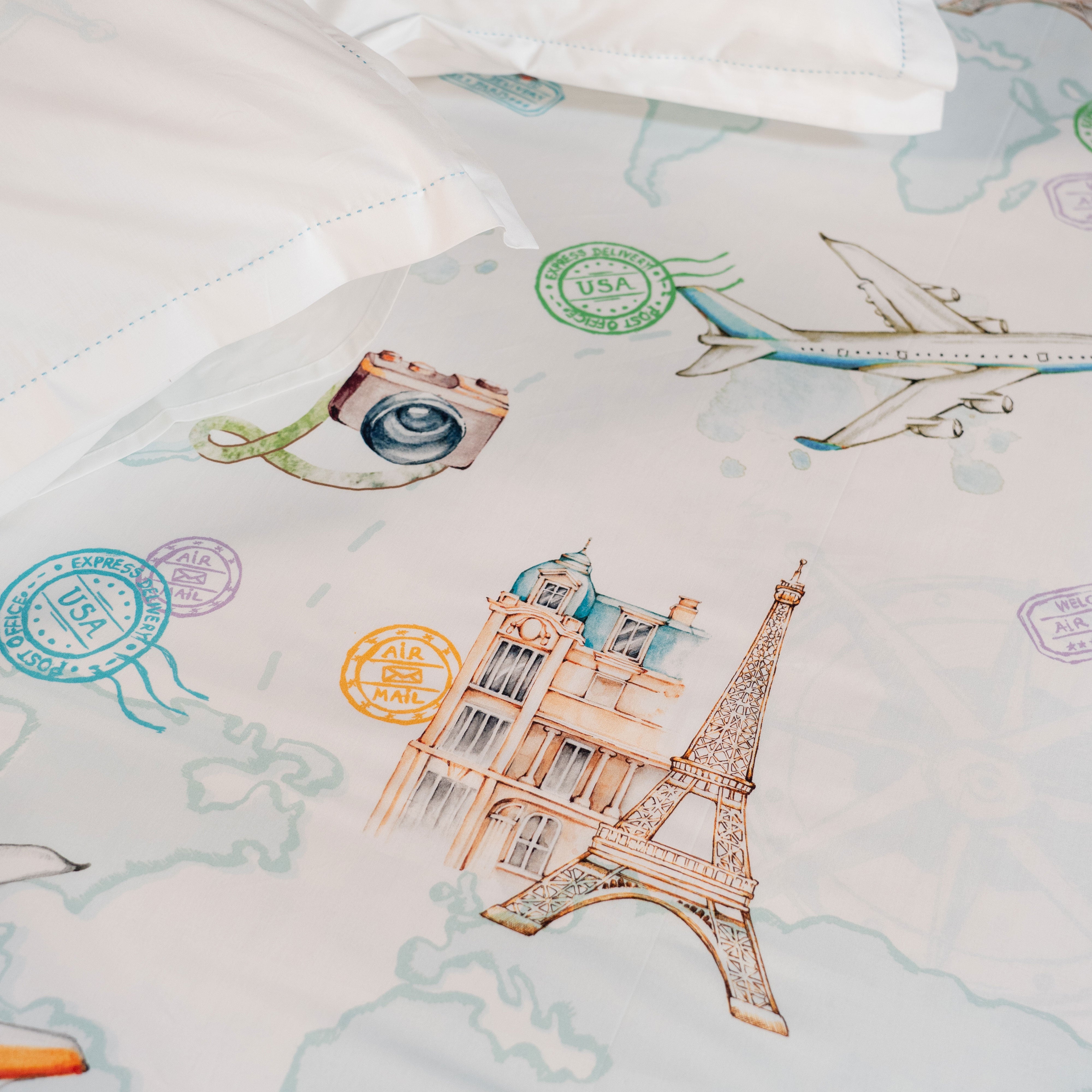 Passport To Dreamland  Bed Sheet (Single/Double/King/Fitted/Crib)