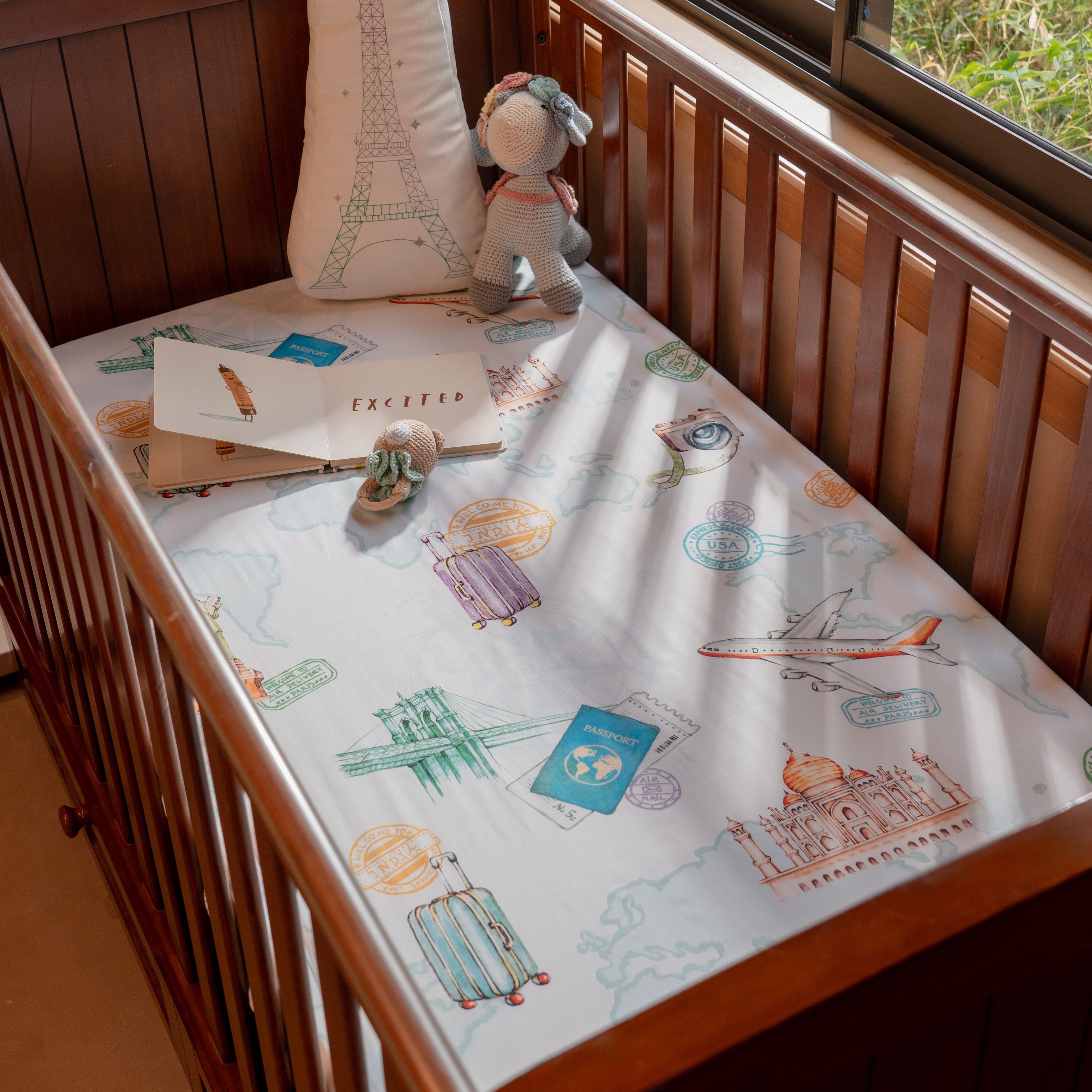 Passport To Dreamland  Bed Sheet (Single/Double/King/Fitted/Crib)