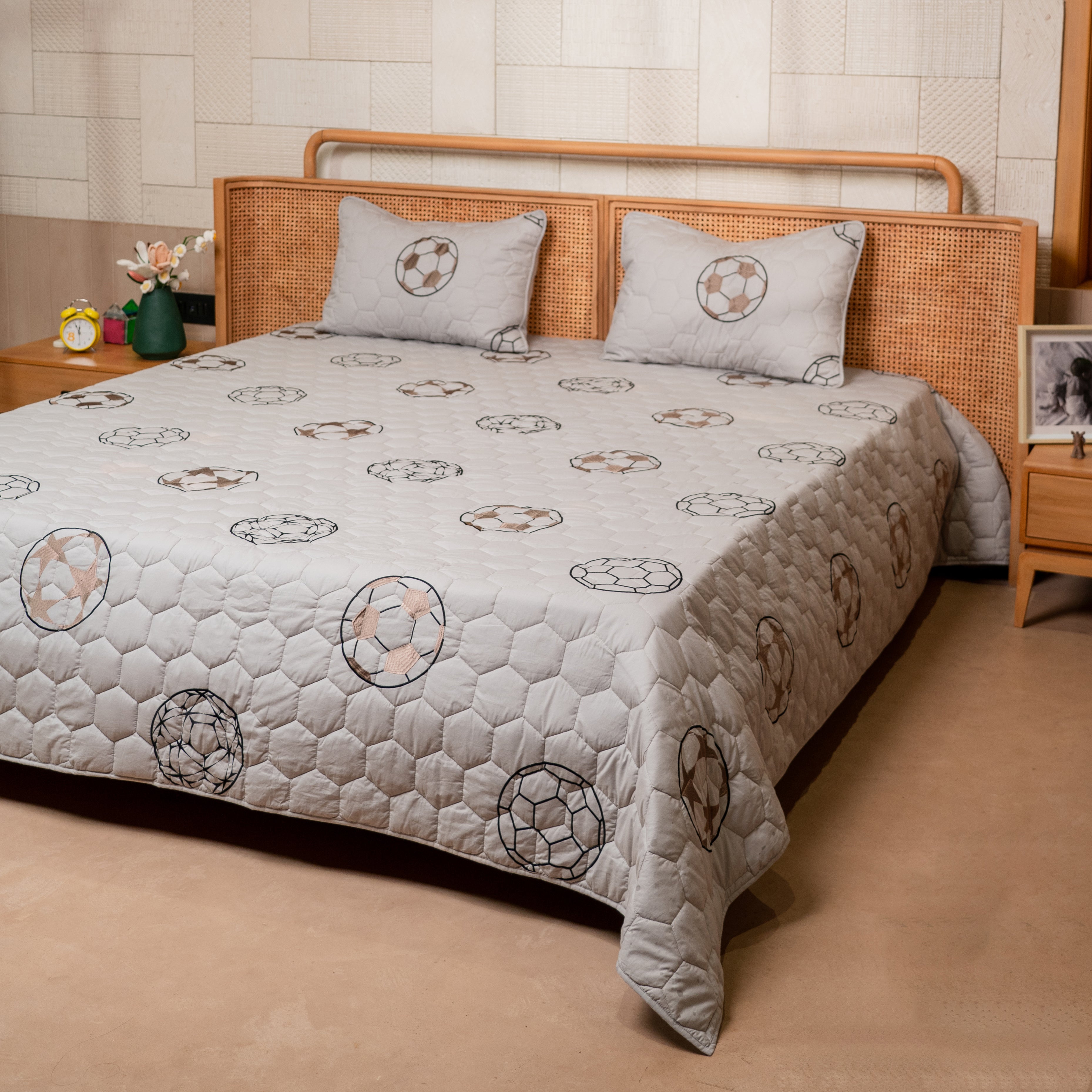 The Game Plan Grey Bedspread Set- Single /Double/King