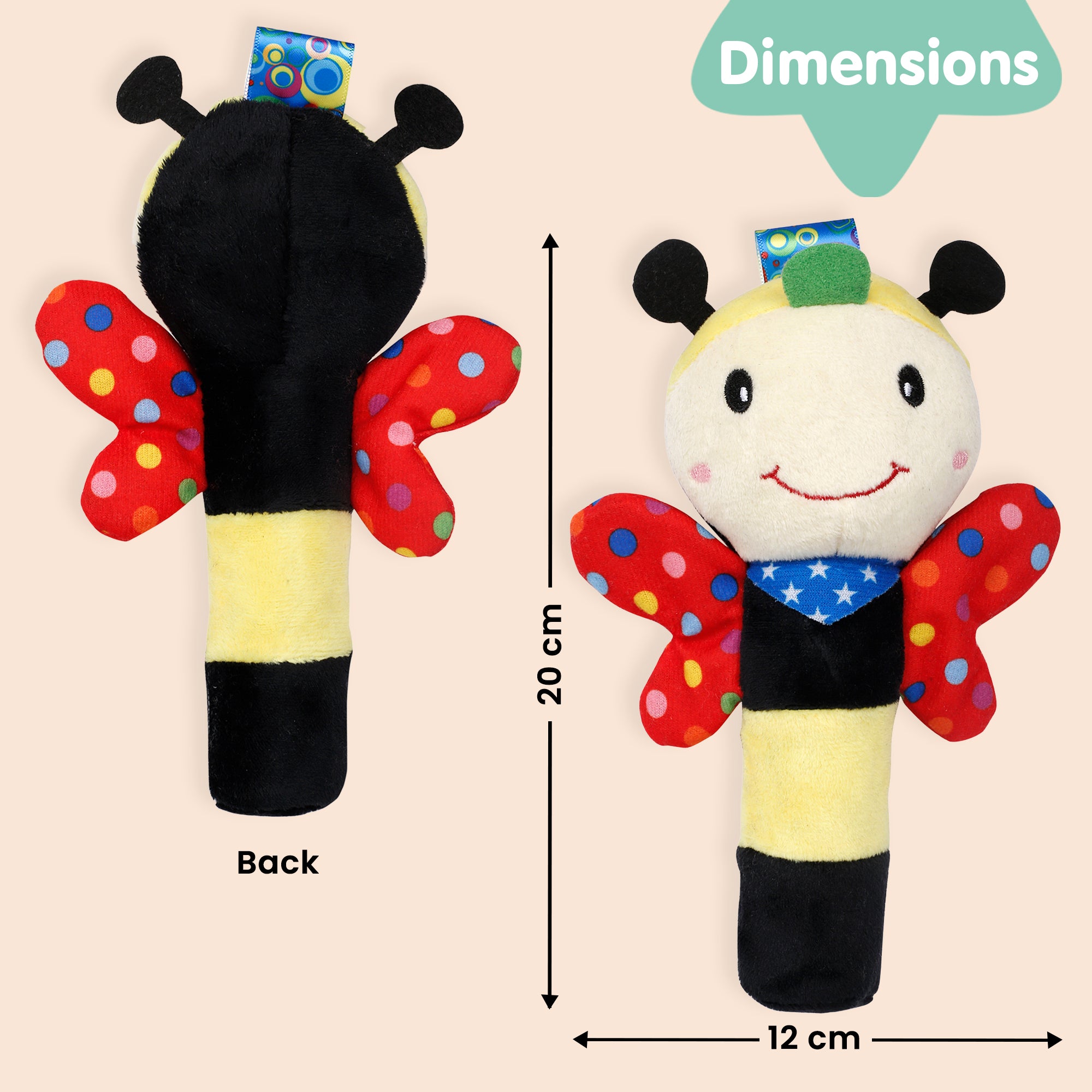 Baby Moo Bee Red Handheld Rattle Toy