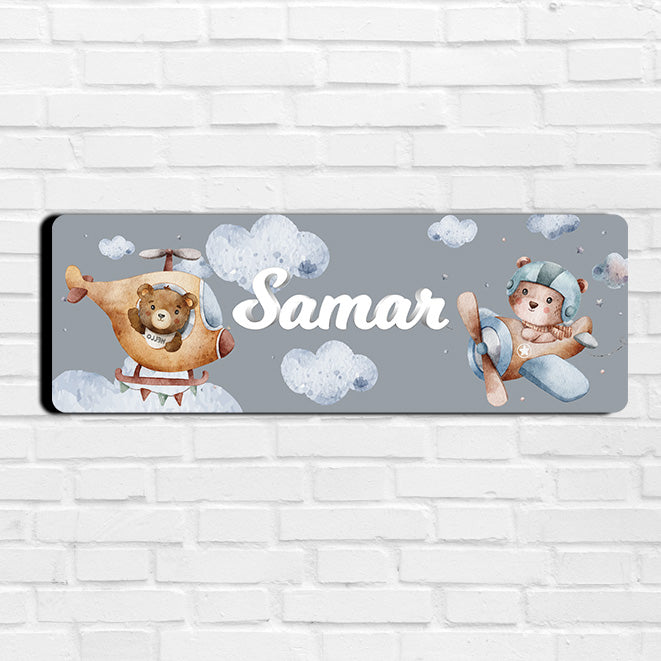 Teddy's Flight Name Plate (Petite) (kids)