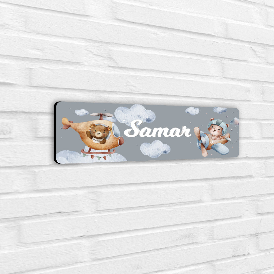 Teddy's Flight Name Plate (Petite) (kids)