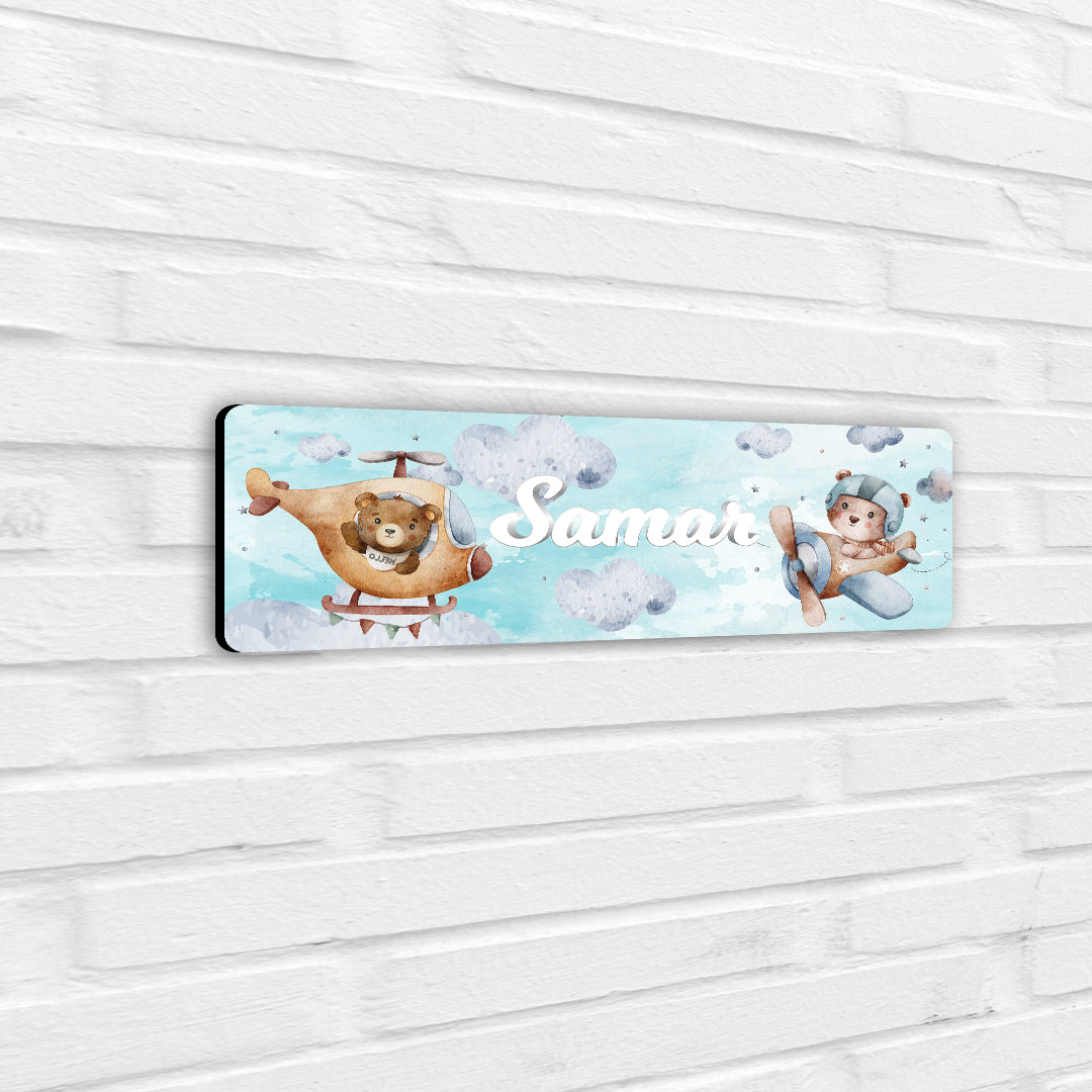 Teddy's Flight Name Plate (Petite) (kids)