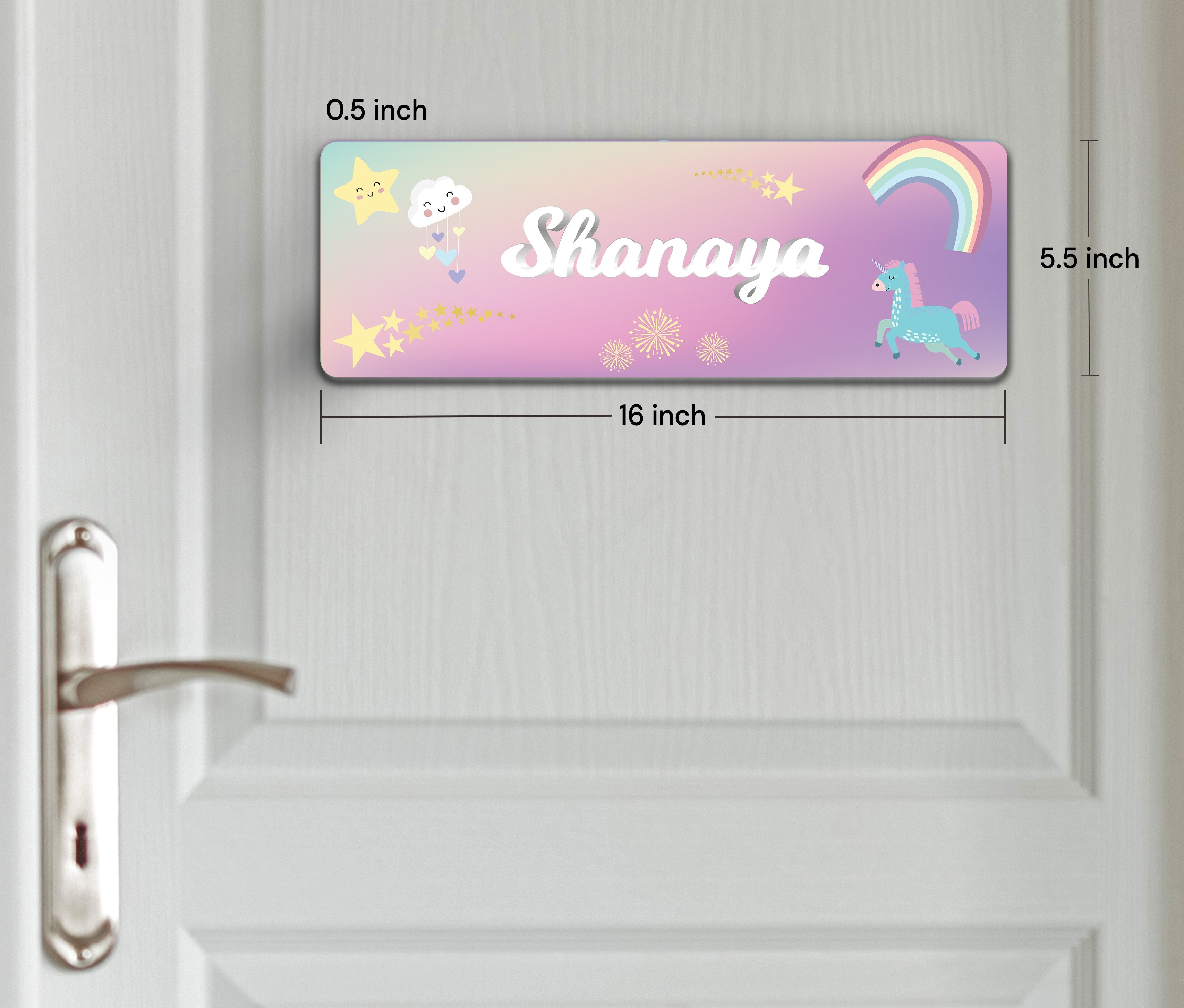 Unicorns & Rainbow Name Plate (Petite) (kids)