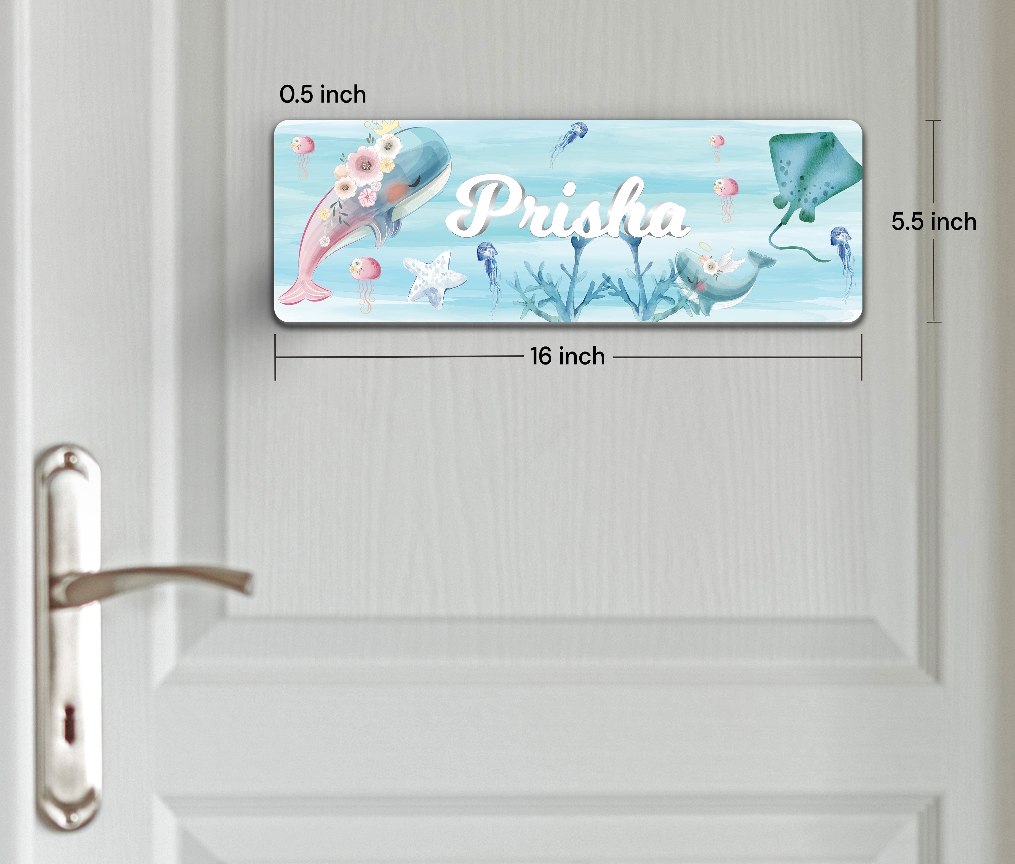 Floral Whales Name Plate (Petite) (kids)