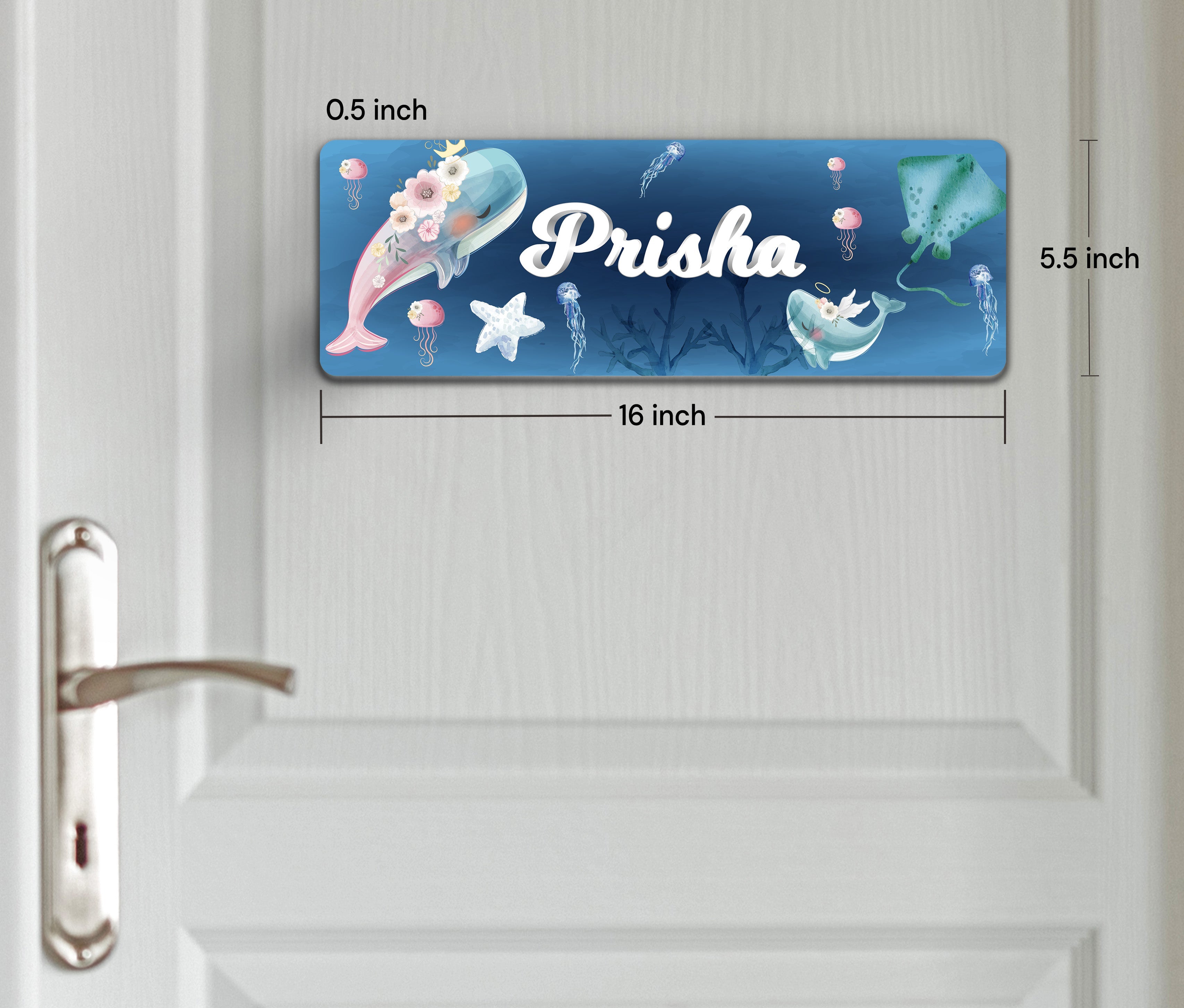 Floral Whales Name Plate (Petite) (kids)