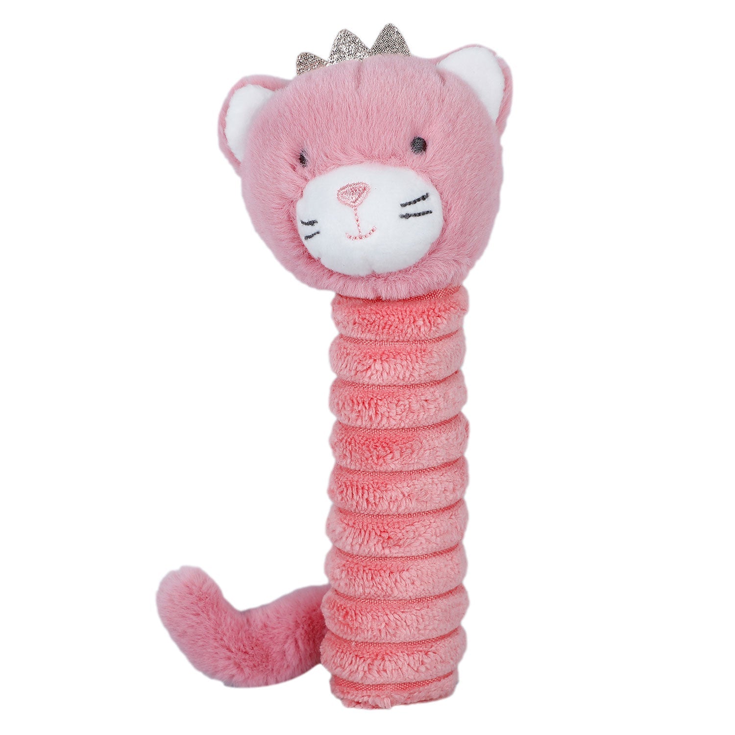 Baby Moo Pretty Panther Squeaker And Rustle Paper Handheld Rattle Toy - Pink