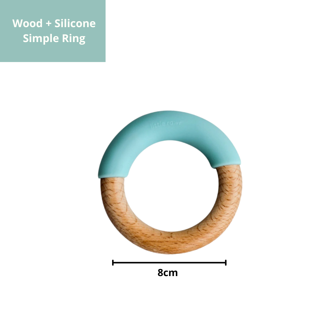 Little Rawr Wood + Silicone Simple Ring - Blue