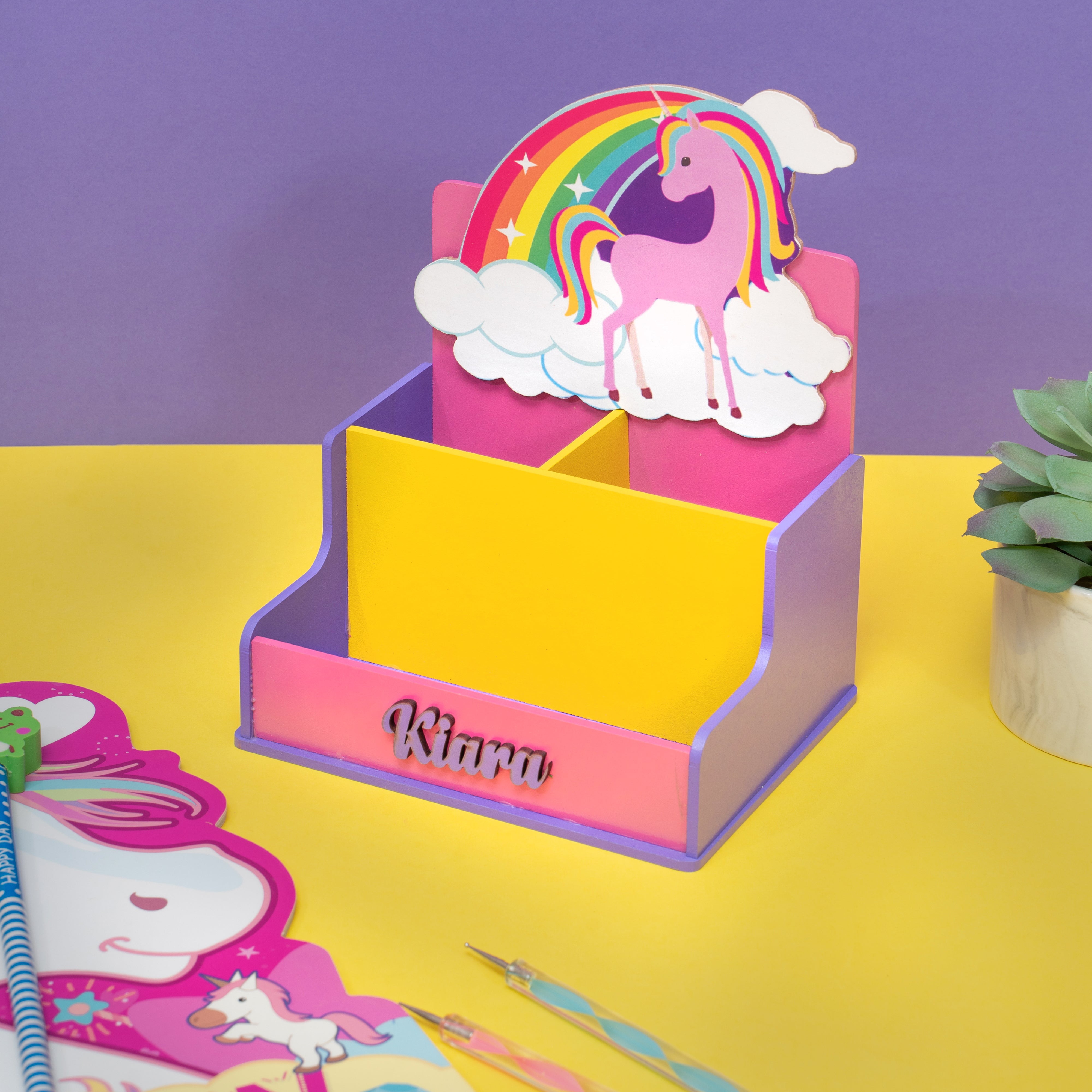 Personalised 2 Slot Stationery Holder