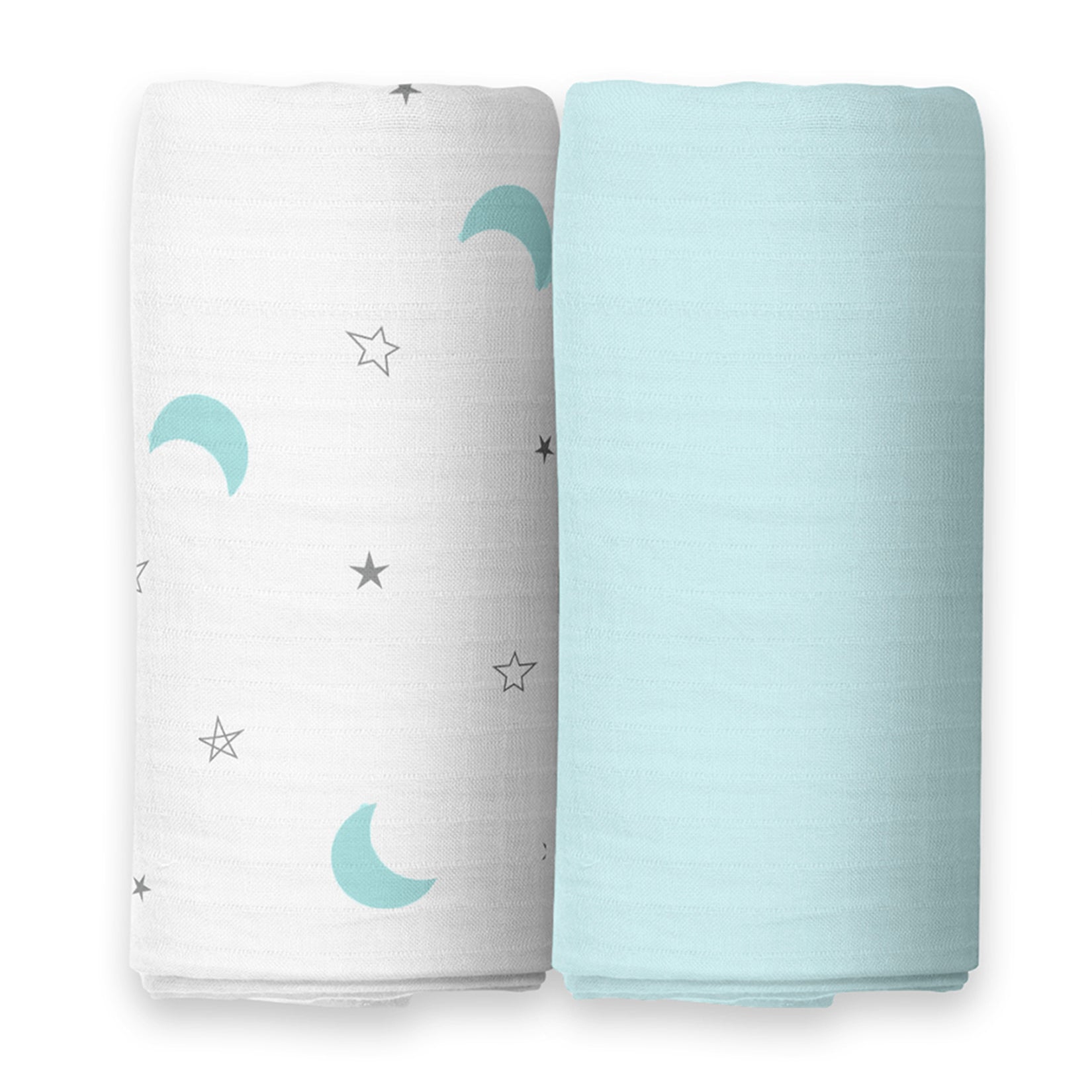 The White Cradle Baby Nursery Swaddle Blanket Wrap - Moon & Blue