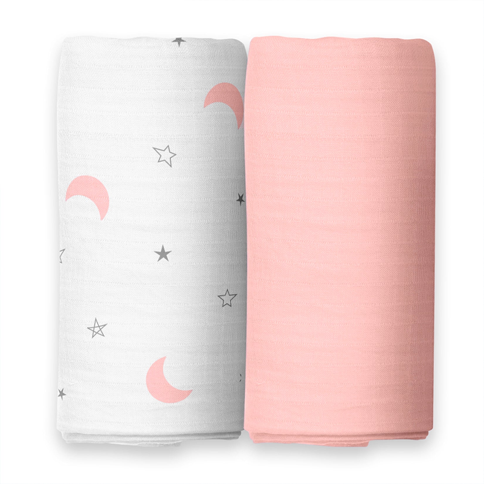 The White Cradle Baby Nursery Swaddle Blanket Wrap - Moon & Pink