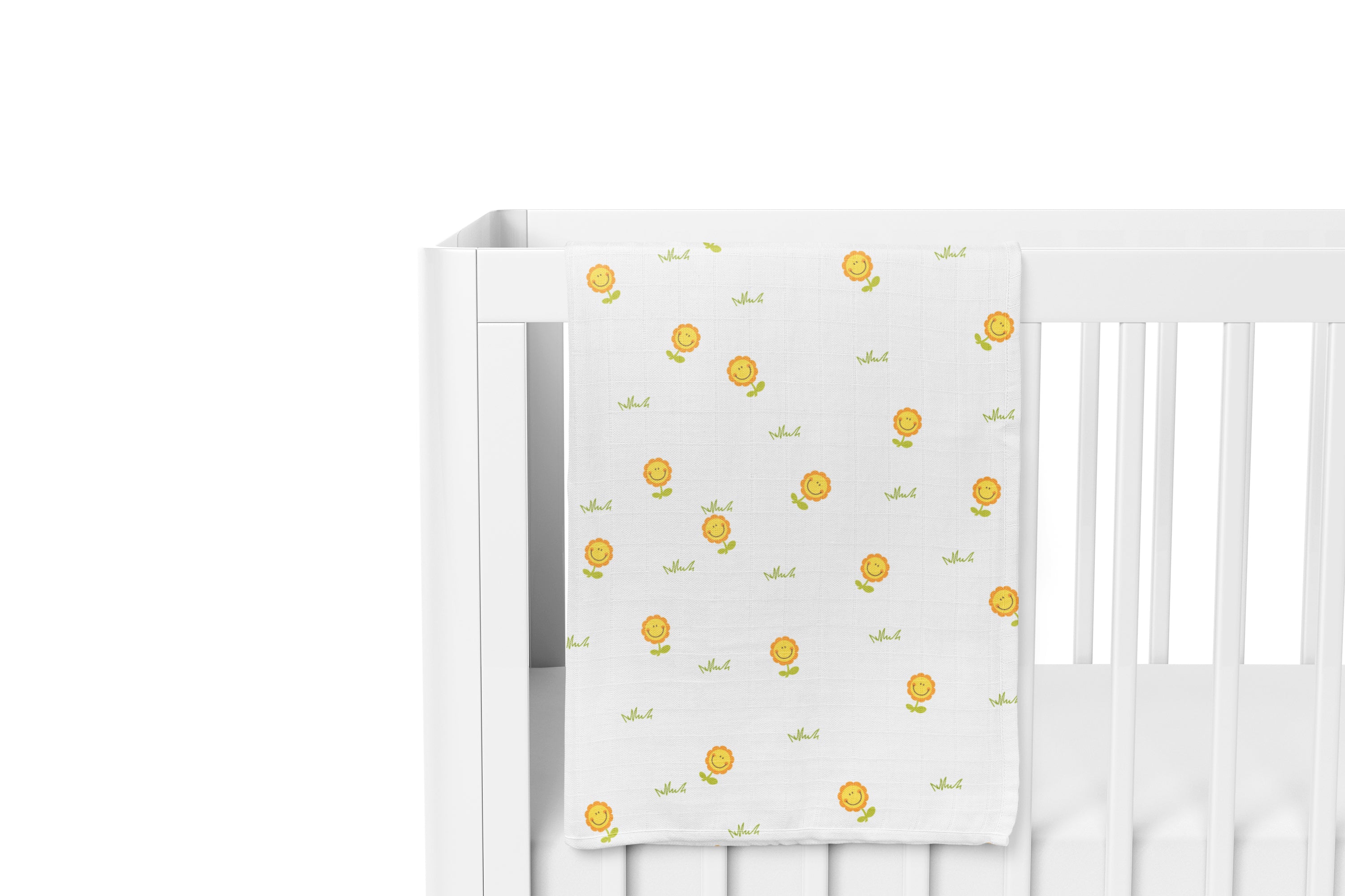 The White Cradle 100% Organic Cotton Baby Swaddle Wrap - Sunflower and Solid Yellow