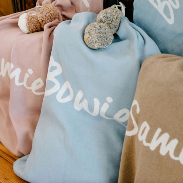 Classic Christmas Santa Sack - Base: Kentucky Blue; Letter: Ivory