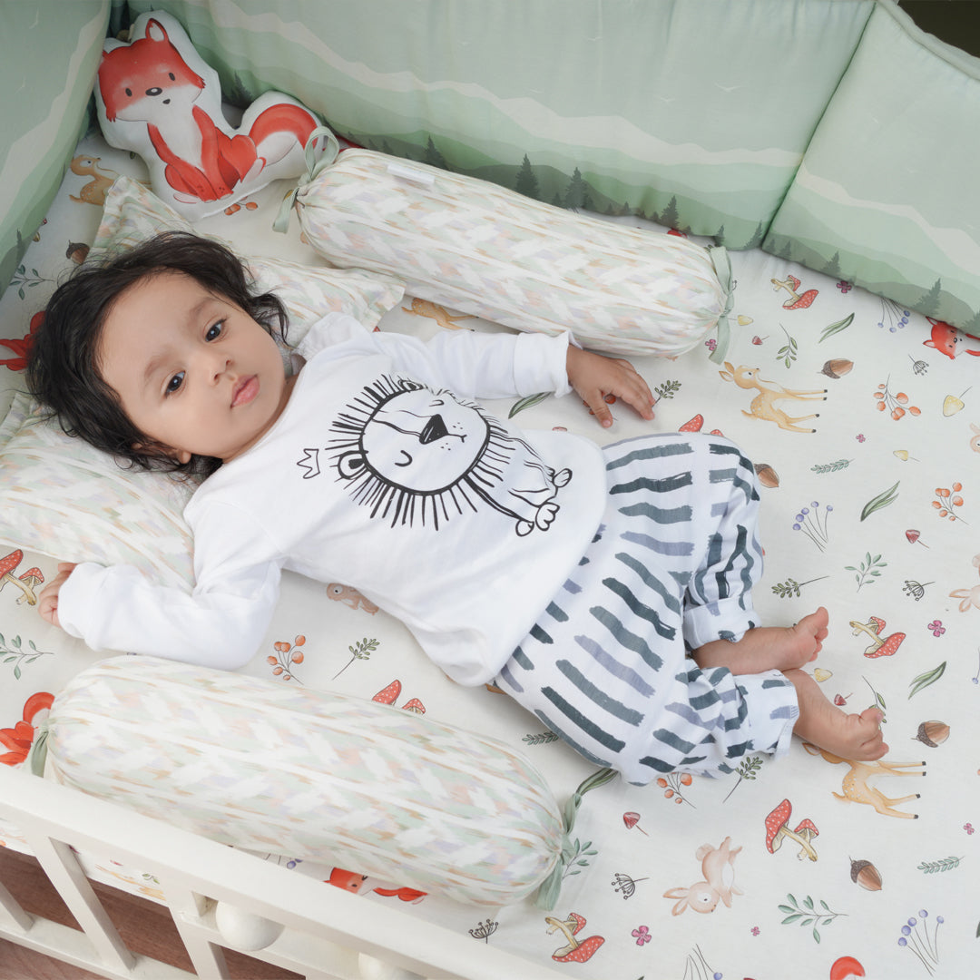 Fancy Fluff Organic Cot Bedsheet- Woodland