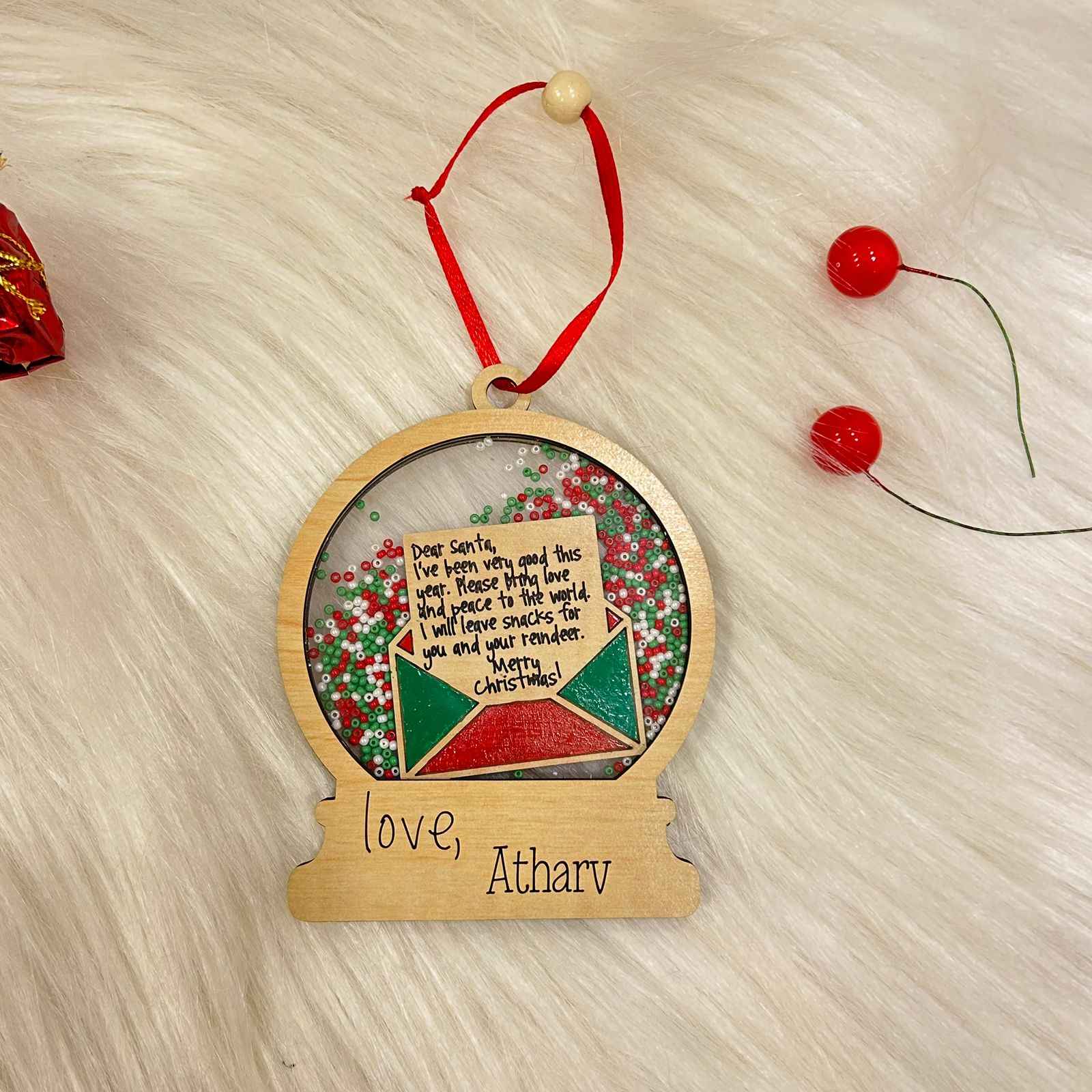 Shaker Ornament- Letter To Santa