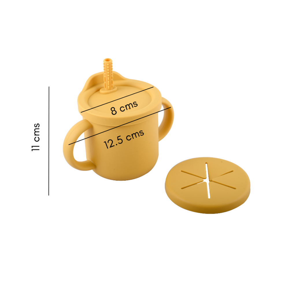 Silicone 2-In-1 Snack And Sippy Cup With Straw  - Yellow