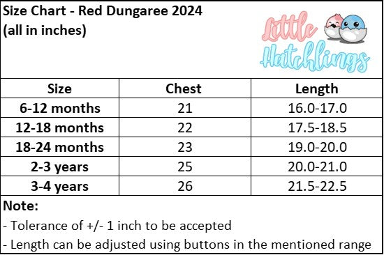 Red Dungaree (2 Heart Patches & Name)