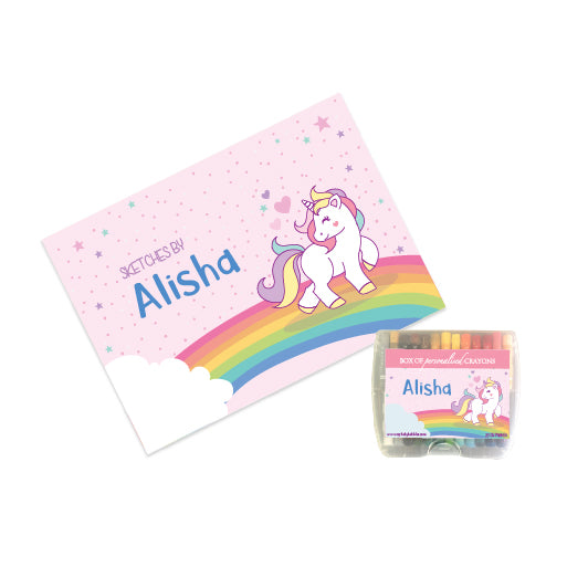 Personalised Sketch Book & Crayon Set