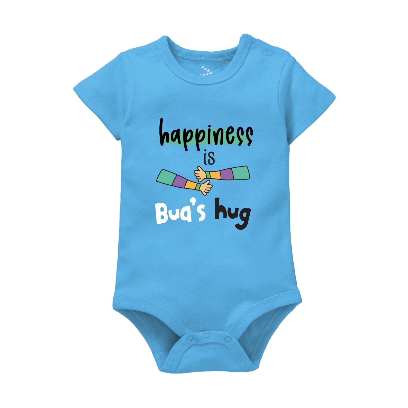 Happiness Is Bua's Hug Printed Baby Onesie - Light Blue