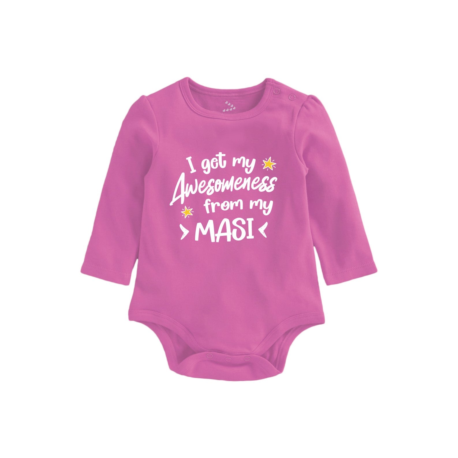 I Get My Awesomeness from Masi Printed Baby Onesie Pink Full-Sleeves
