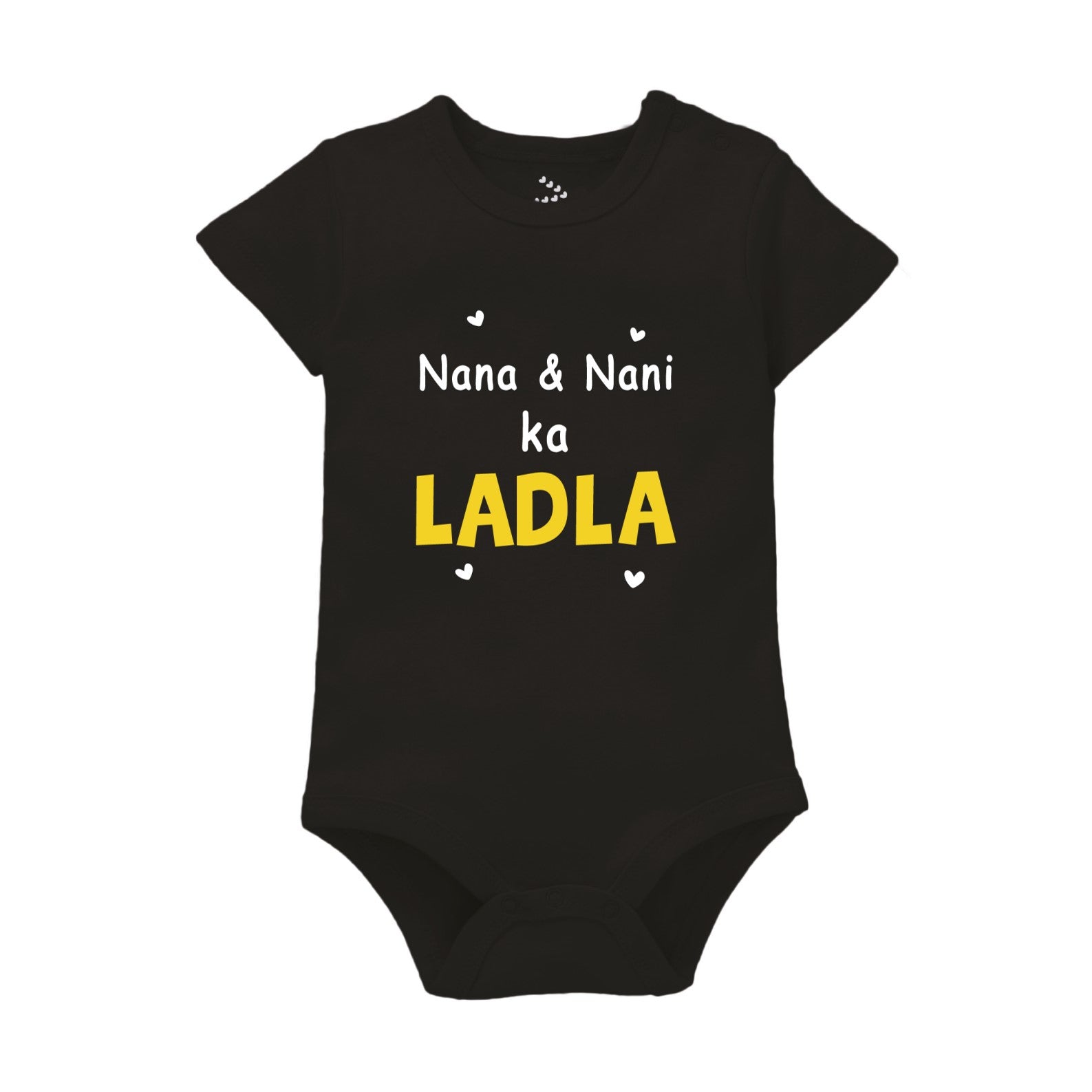 Nana & Nani's Ladla Printed Baby Onesie - Black