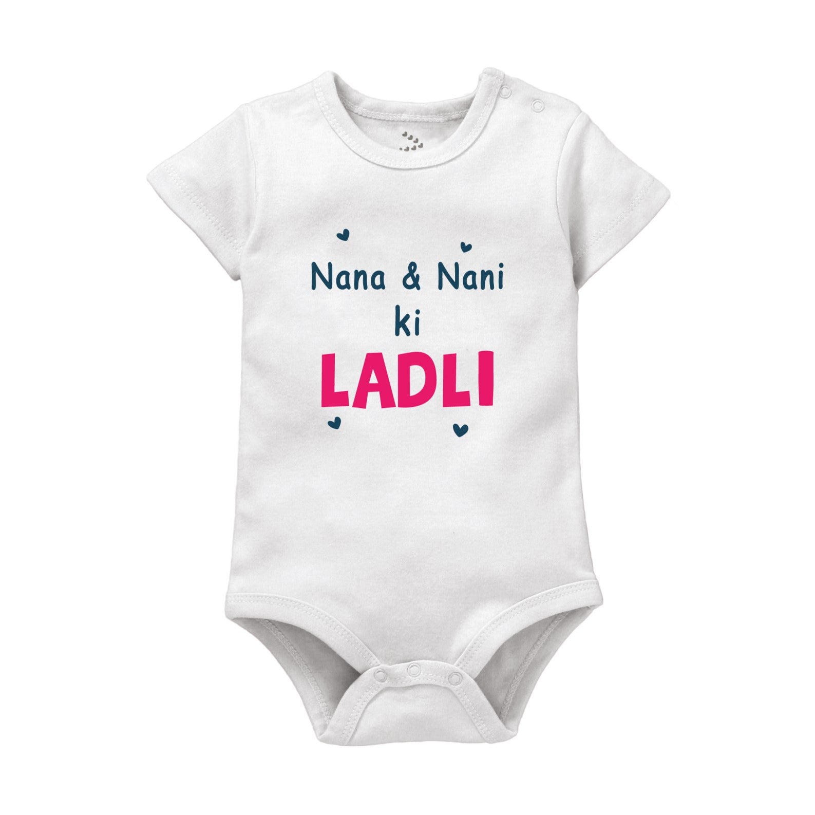 Nana & Nani ki Ladli Printed Baby Onesie - White