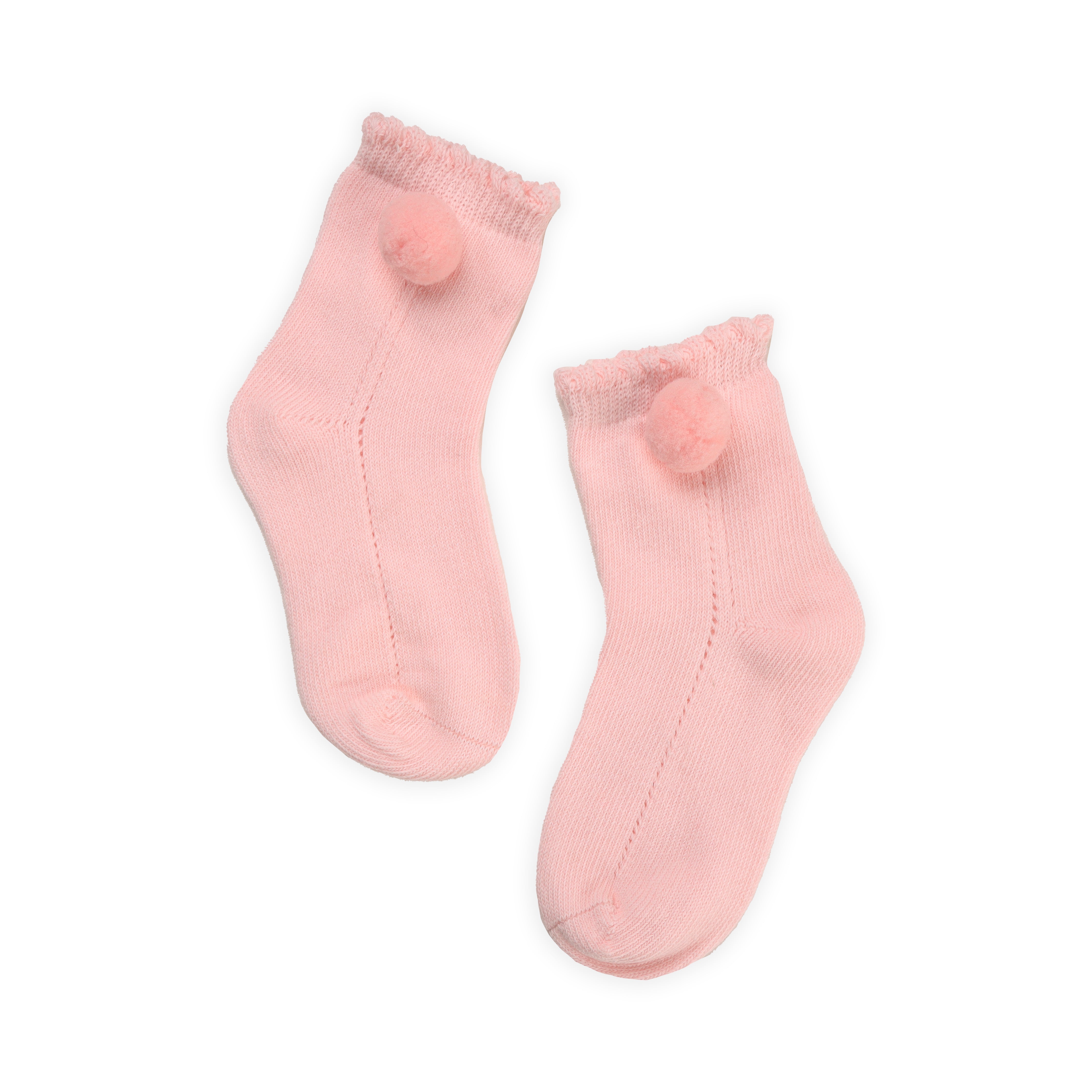 Pink & White Pom Pom Socks