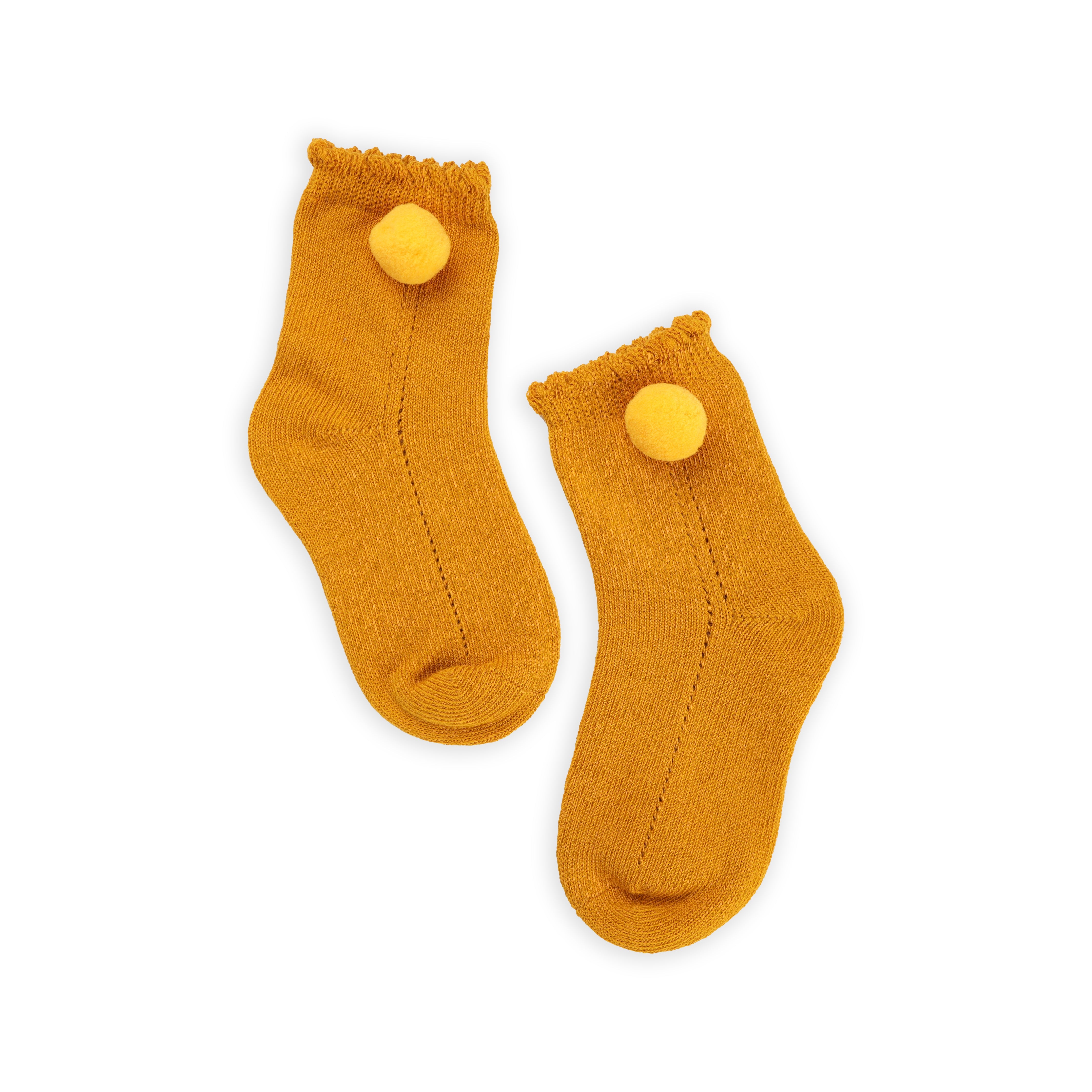 Red & Yellow Pom Pom Socks