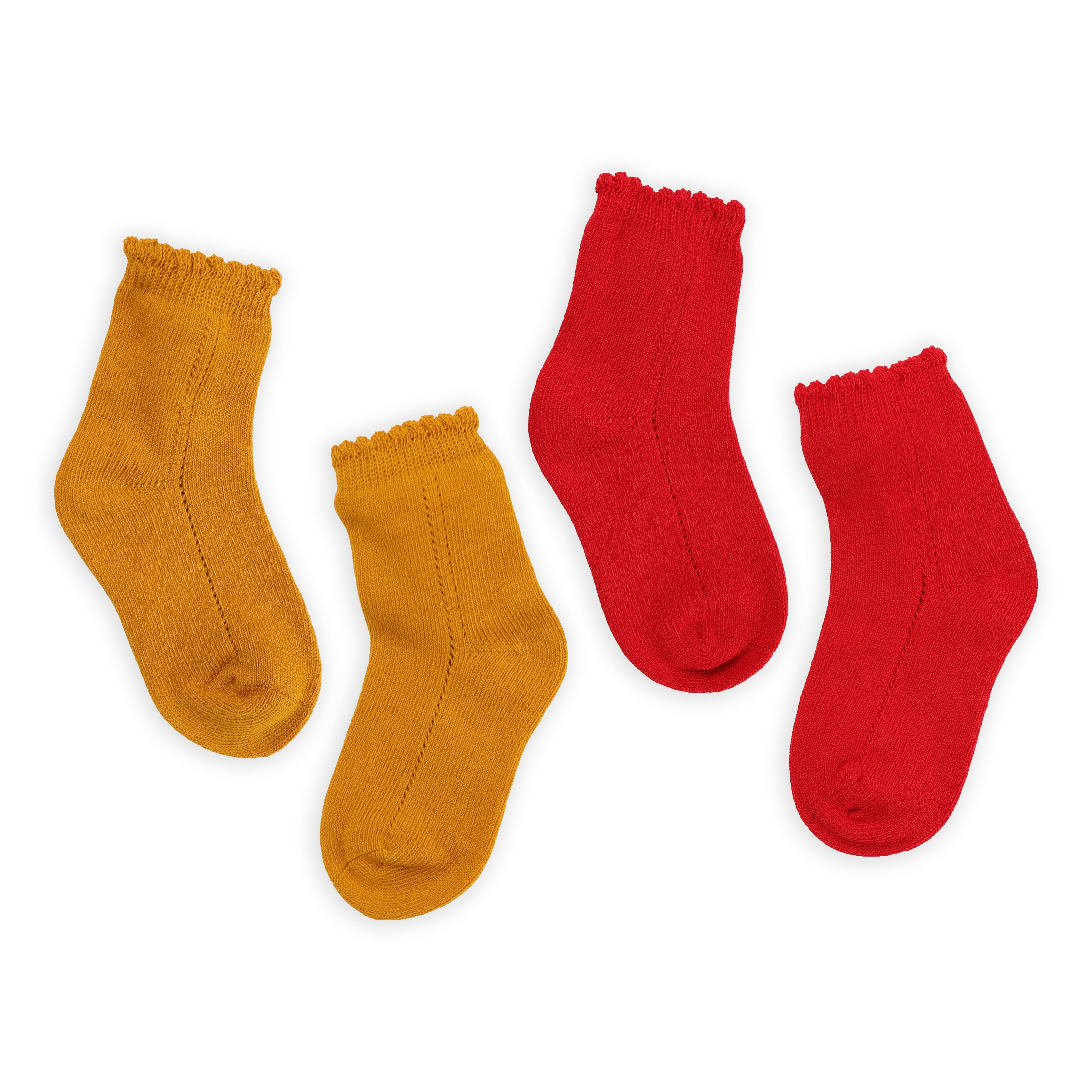 Red & Yellow Pom Pom Socks